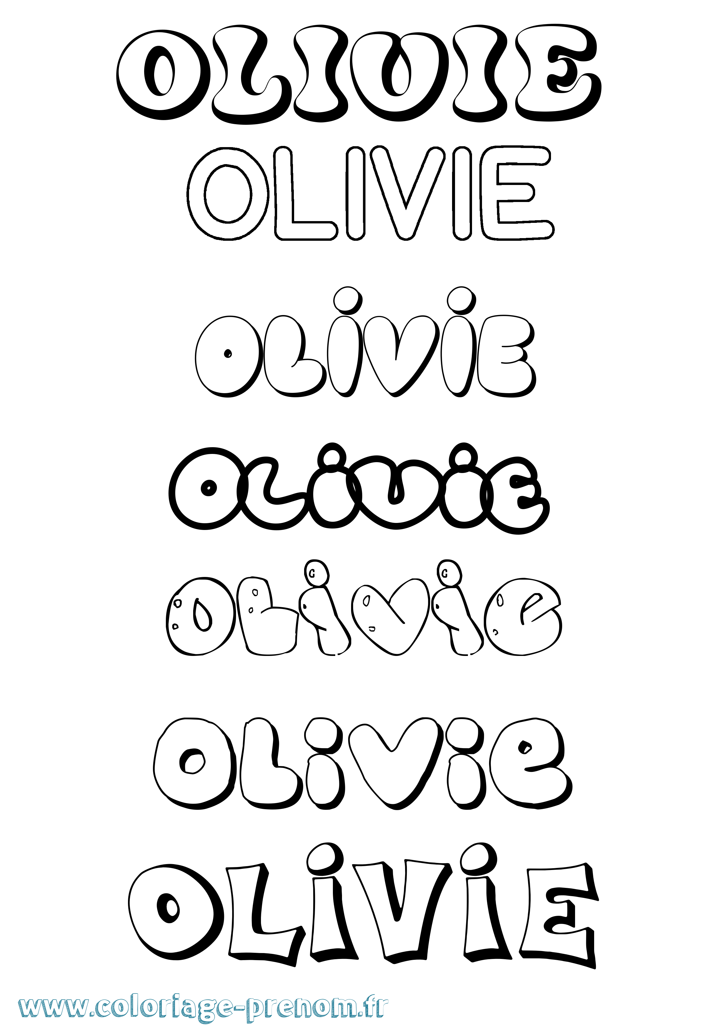 Coloriage prénom Olivie Bubble
