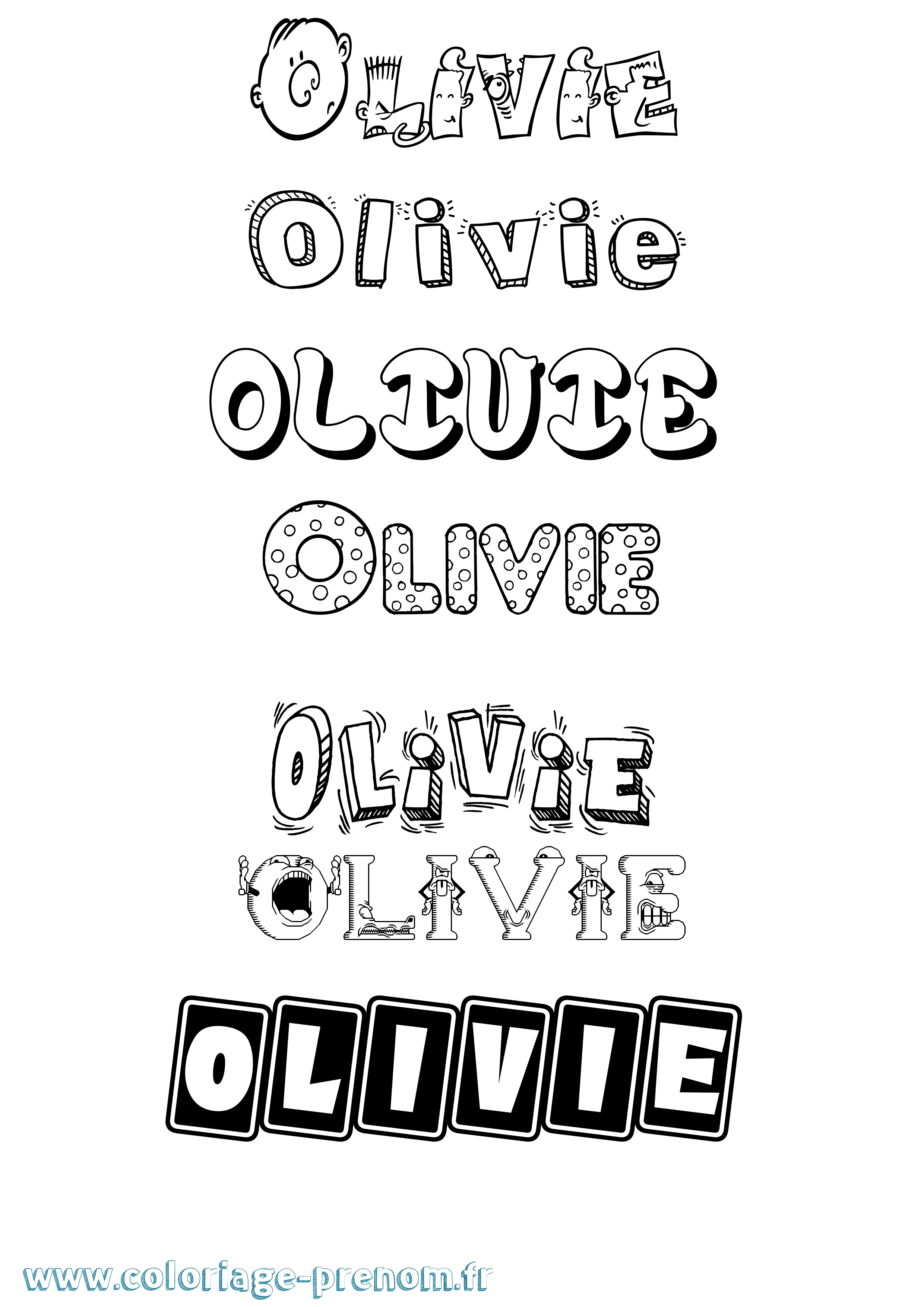 Coloriage prénom Olivie Fun