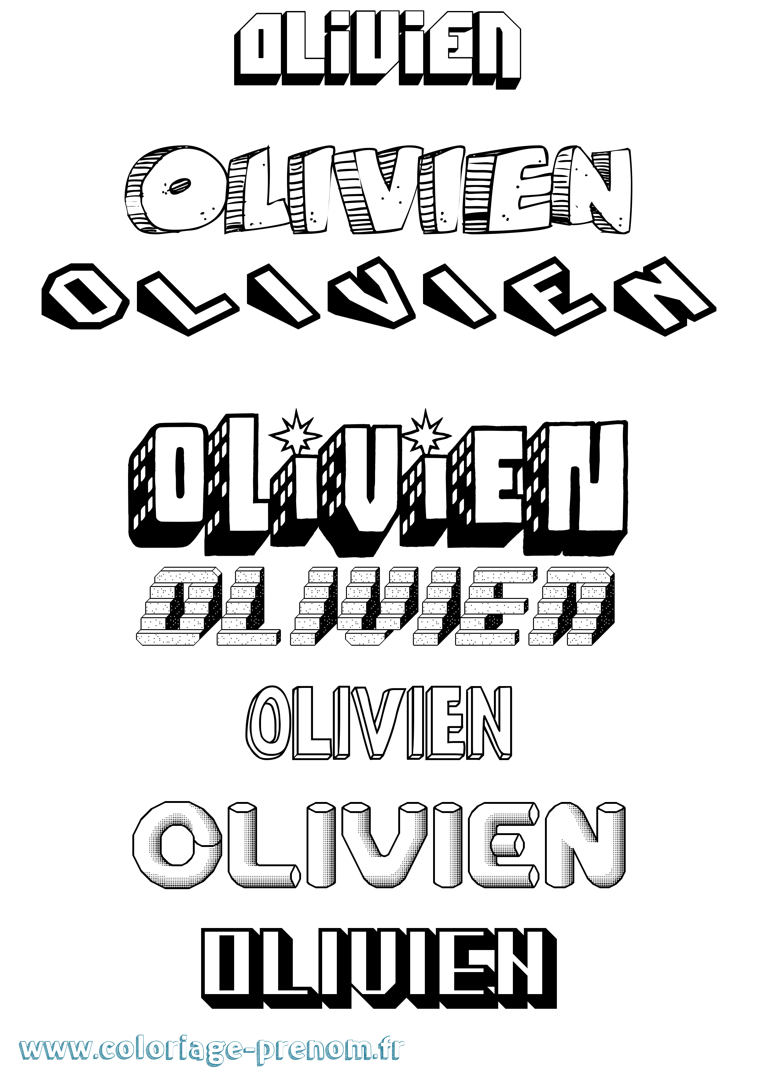 Coloriage Olivien Effet 3D Coloriage prénom Olivien Effet 3D