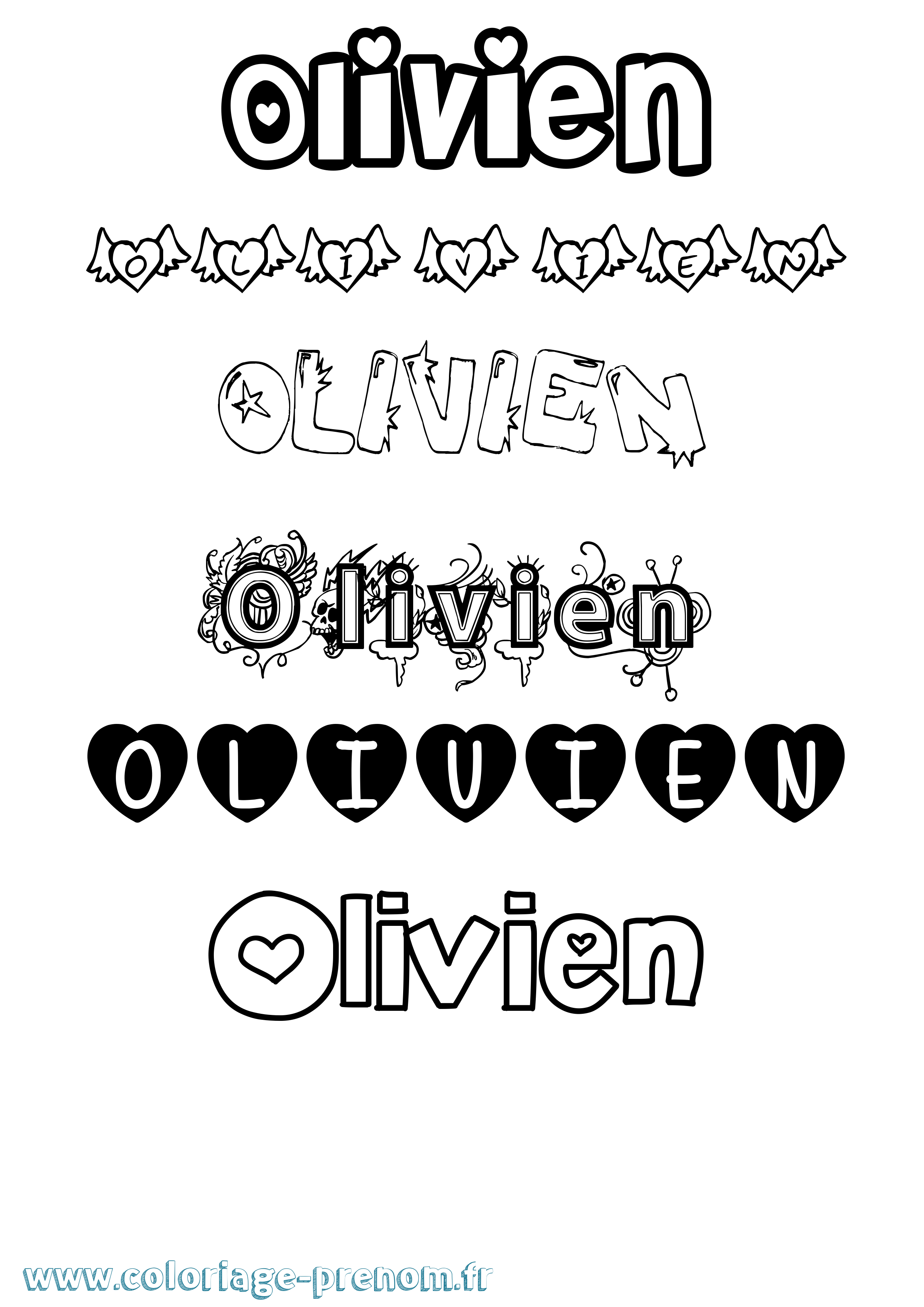 Coloriage Olivien Girly Coloriage prénom Olivien Girly