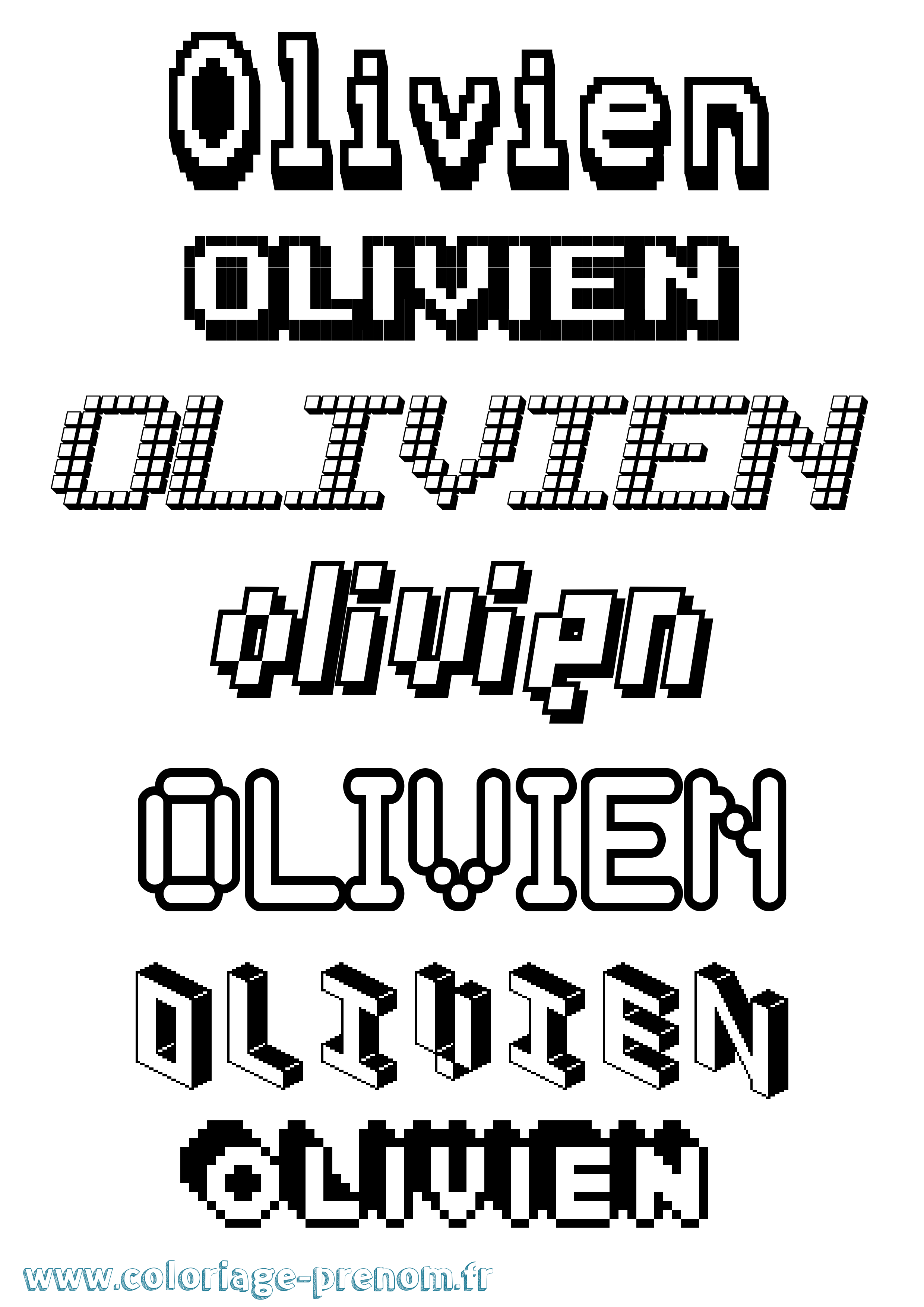 Coloriage Olivien Pixel Coloriage prénom Olivien Pixel