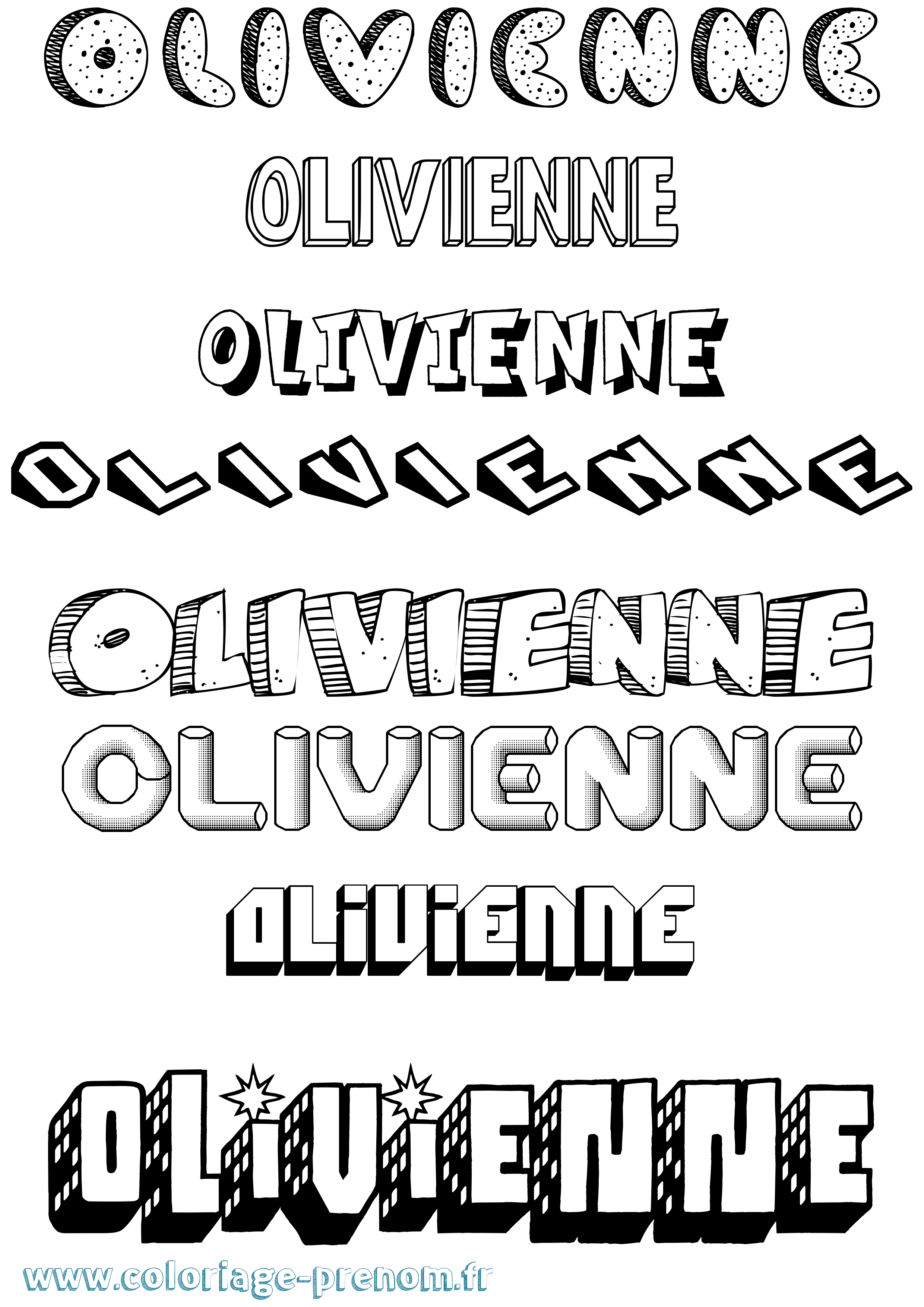 Coloriage prénom Olivienne Effet 3D