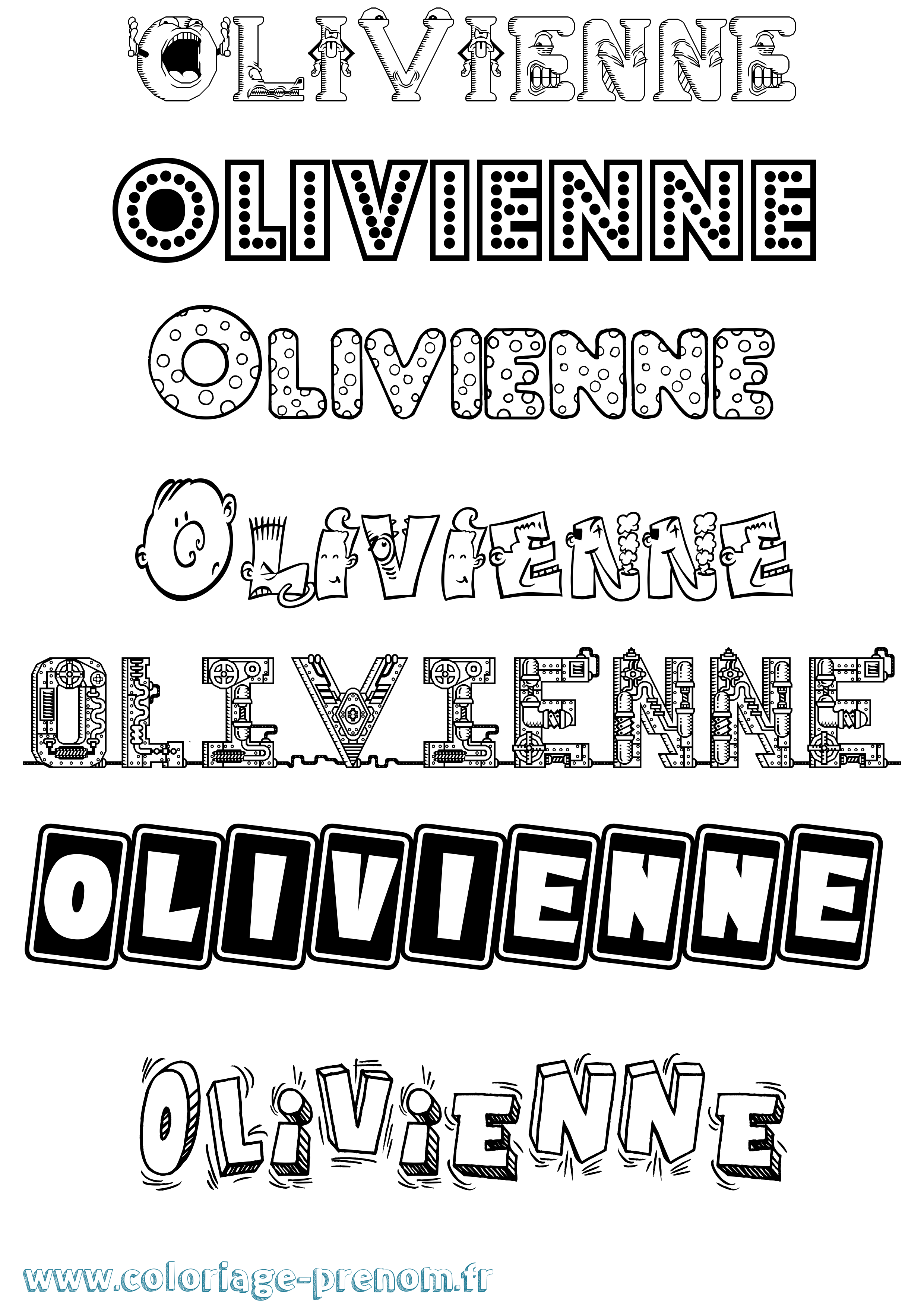 Coloriage prénom Olivienne Fun