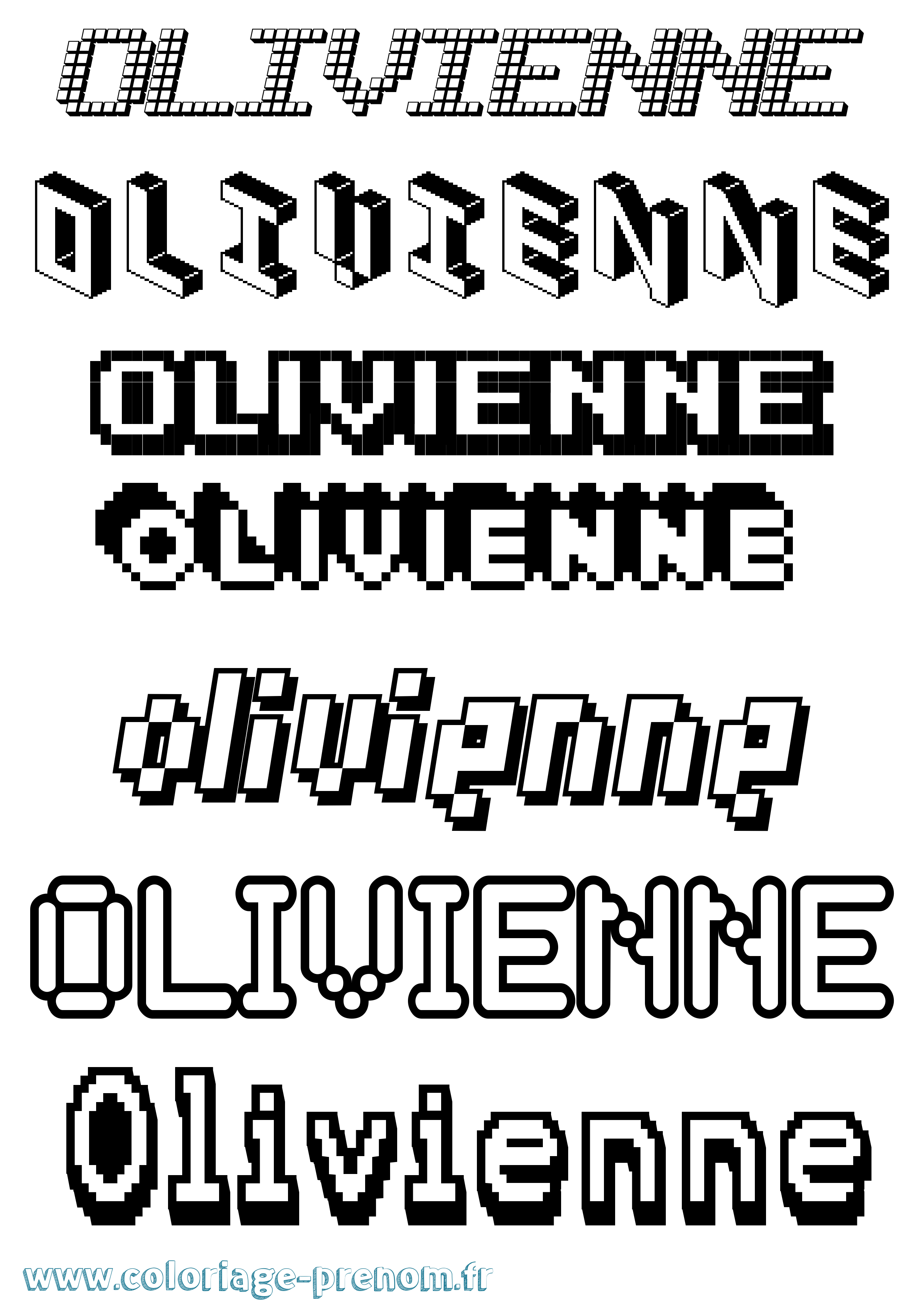 Coloriage prénom Olivienne Pixel