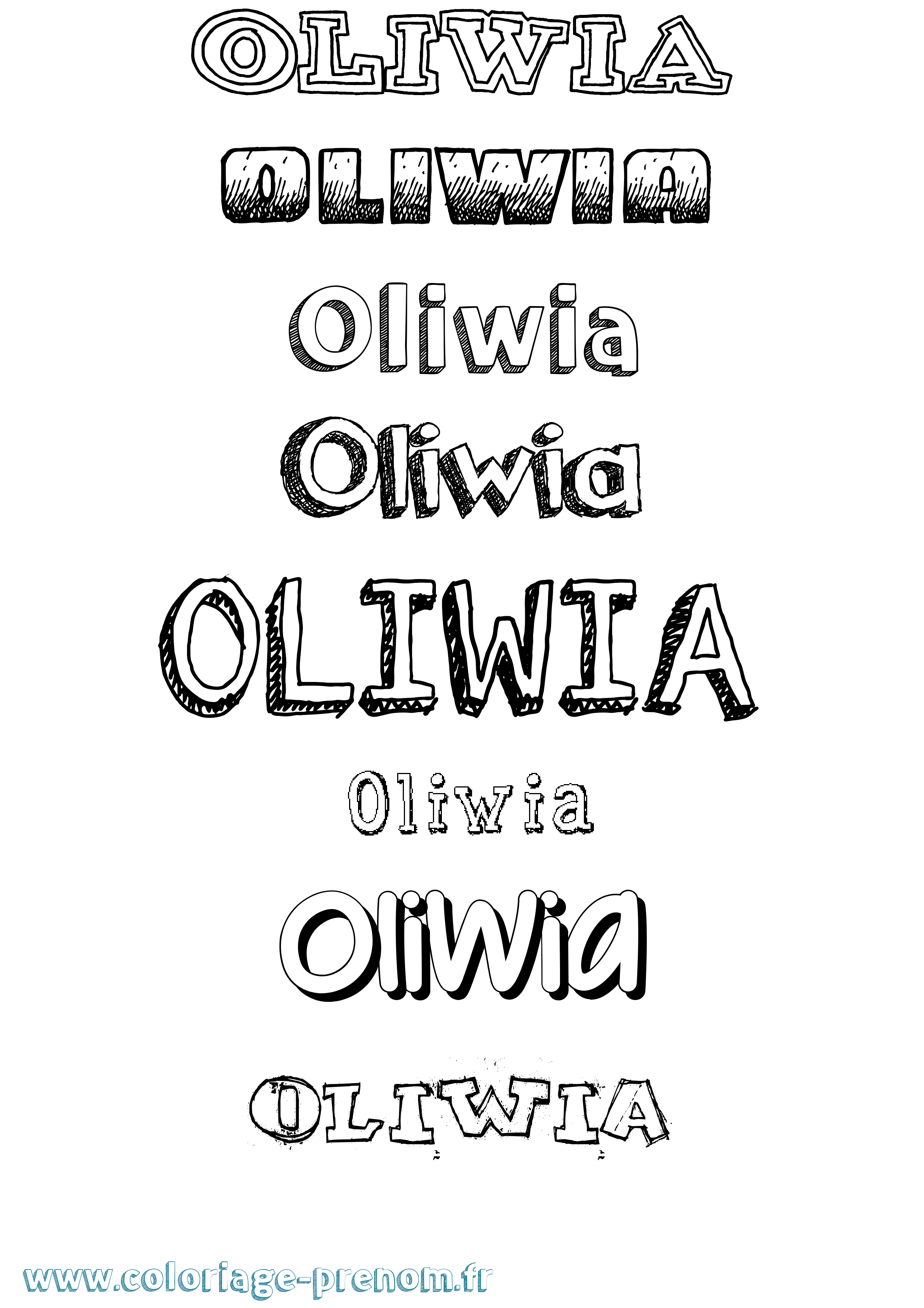 Coloriage prénom Oliwia Dessiné