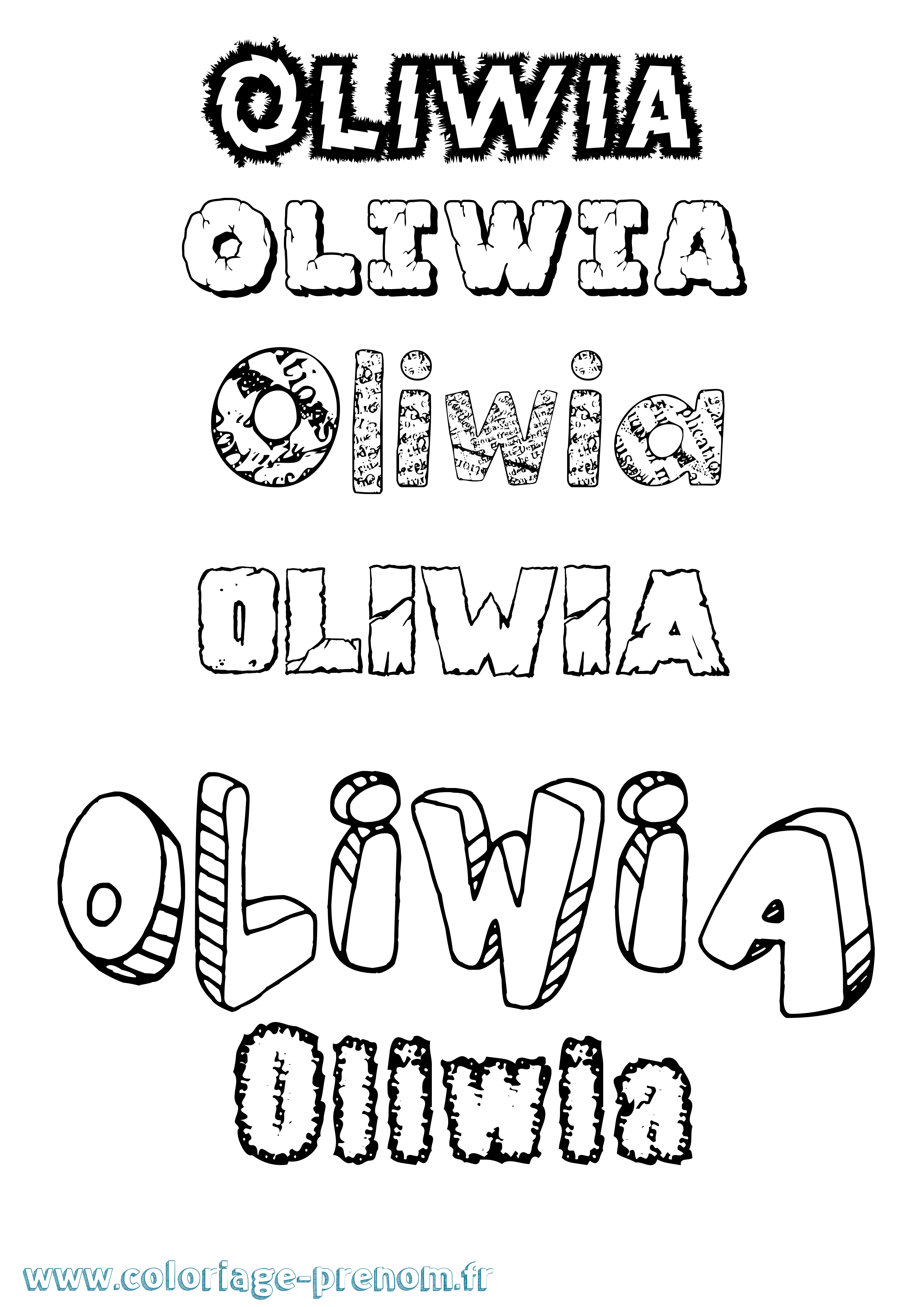 Coloriage prénom Oliwia Destructuré