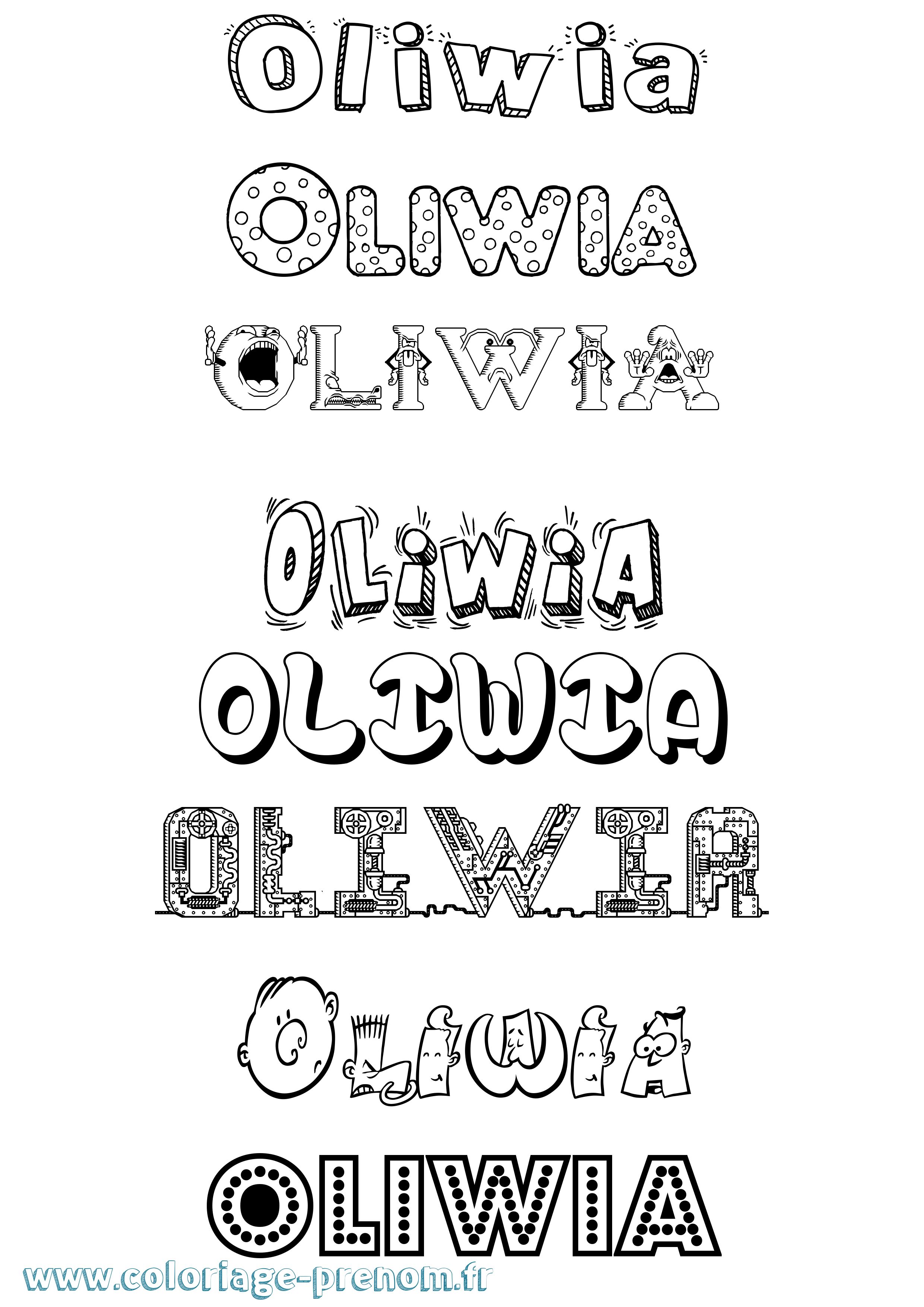 Coloriage prénom Oliwia Fun