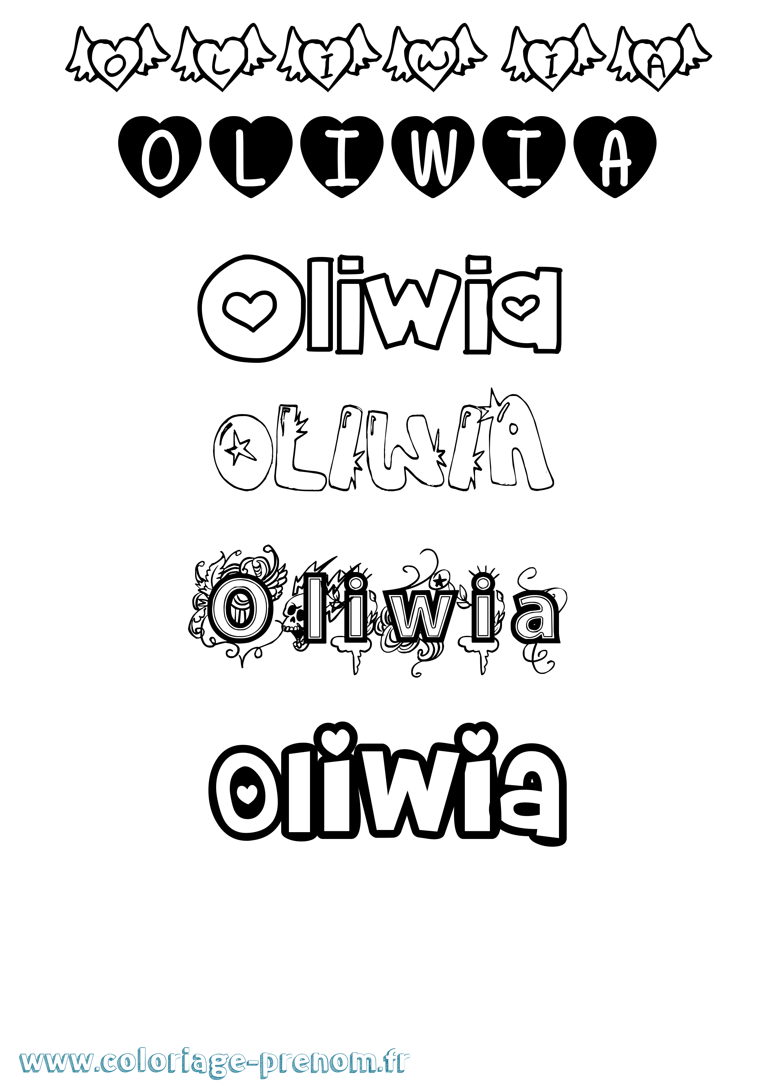 Coloriage prénom Oliwia Girly