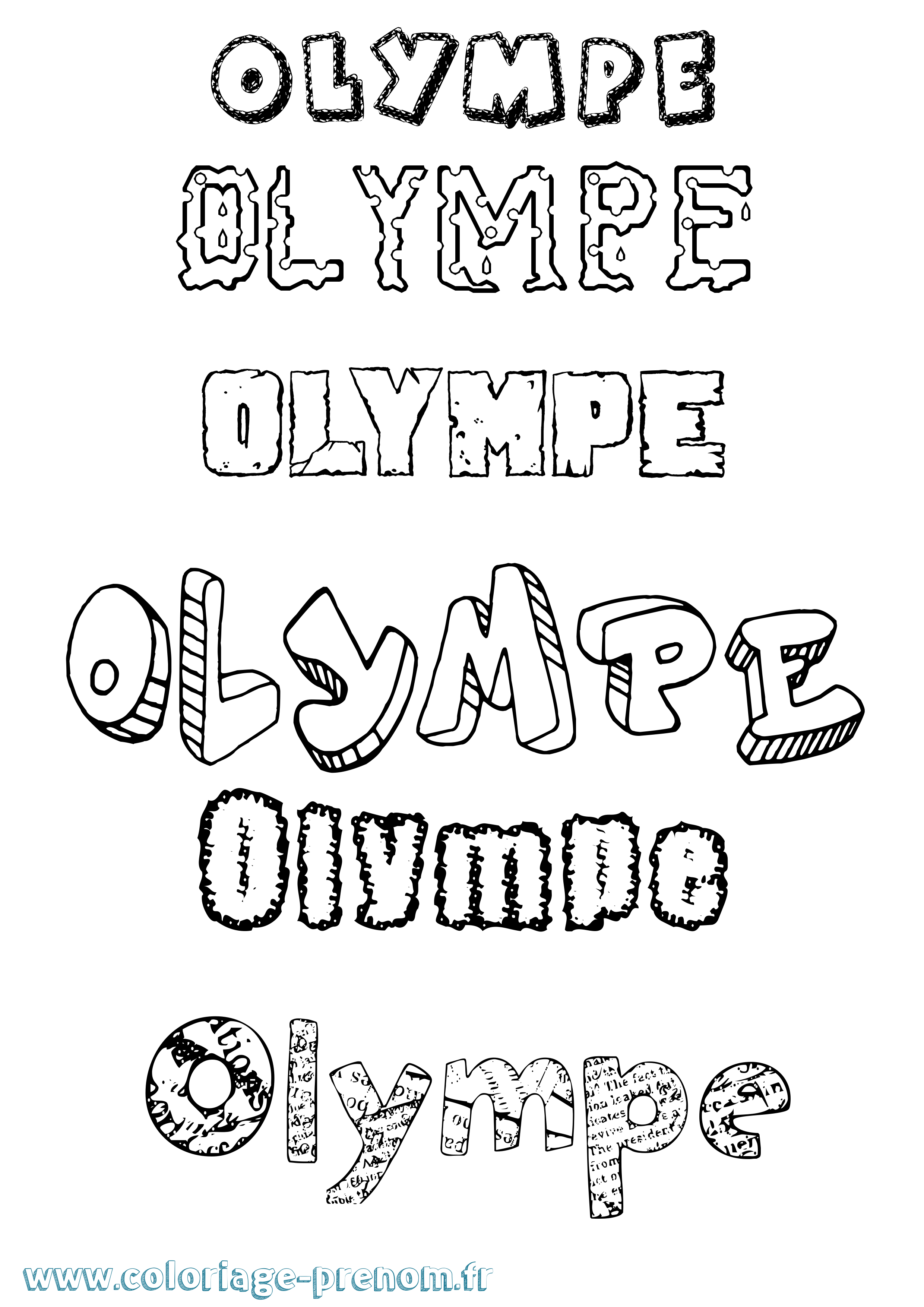 Coloriage Olympe Coloriage prénom Olympe