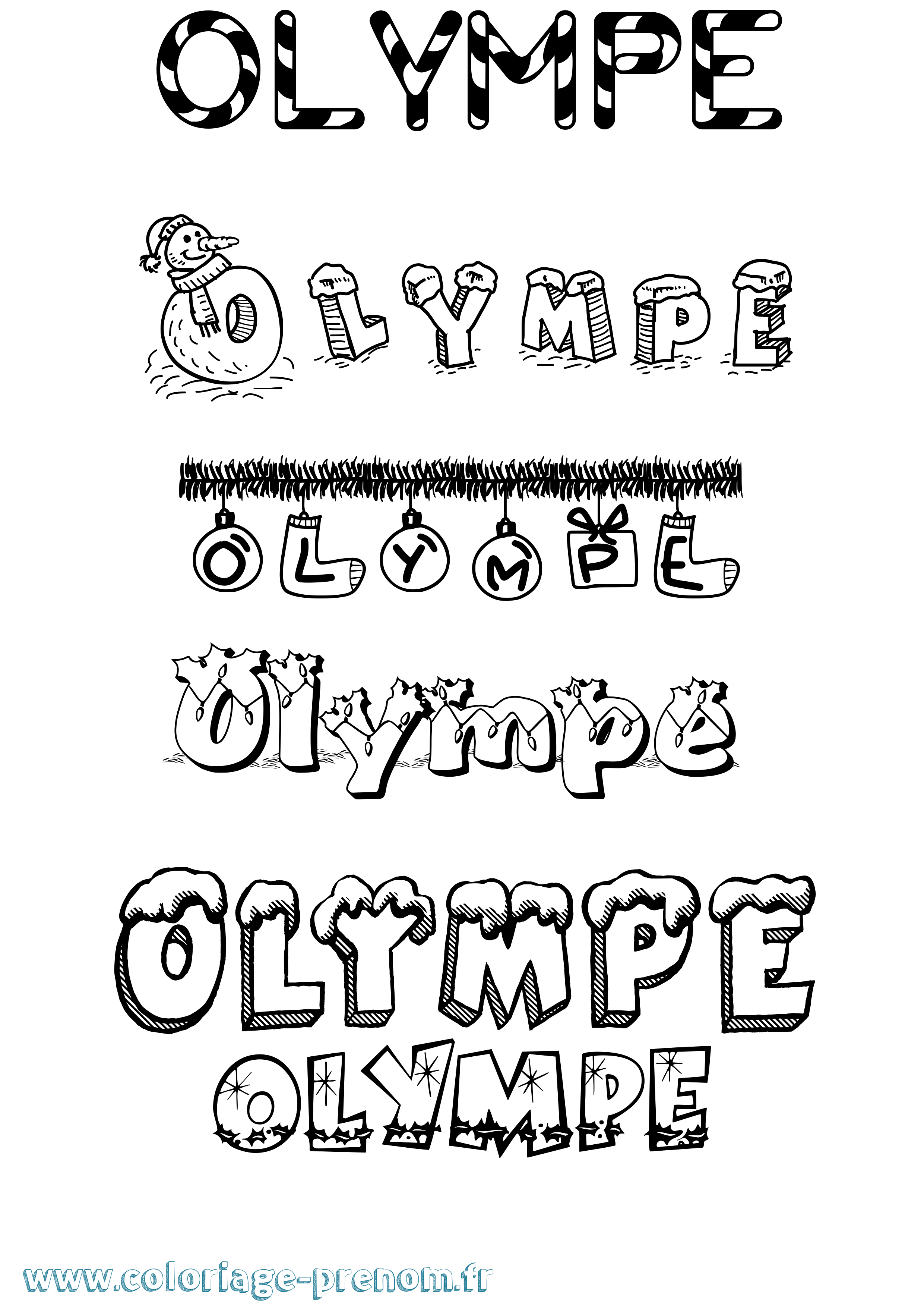 Coloriage Olympe Coloriage prénom Olympe