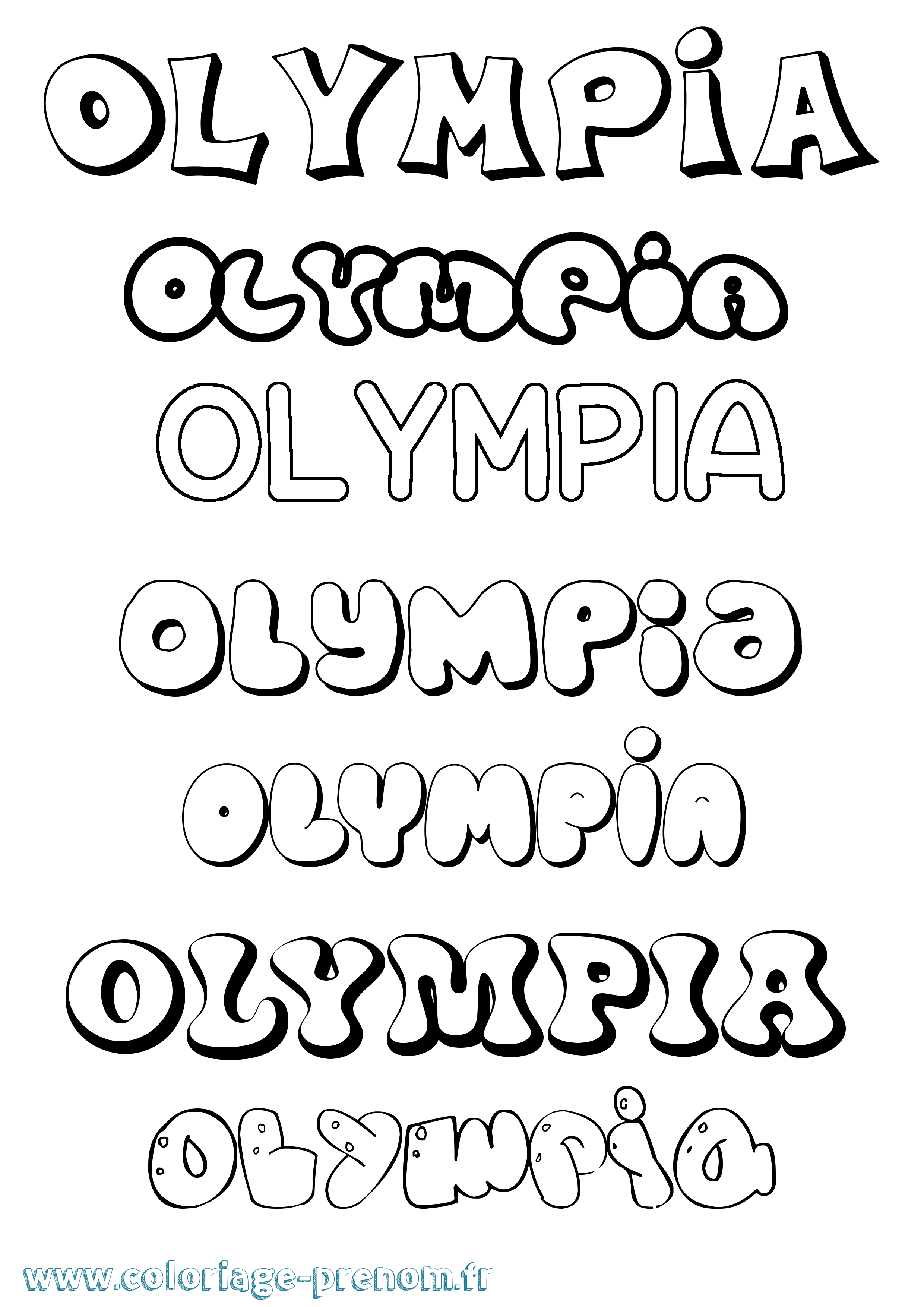 Coloriage prénom Olympia Bubble