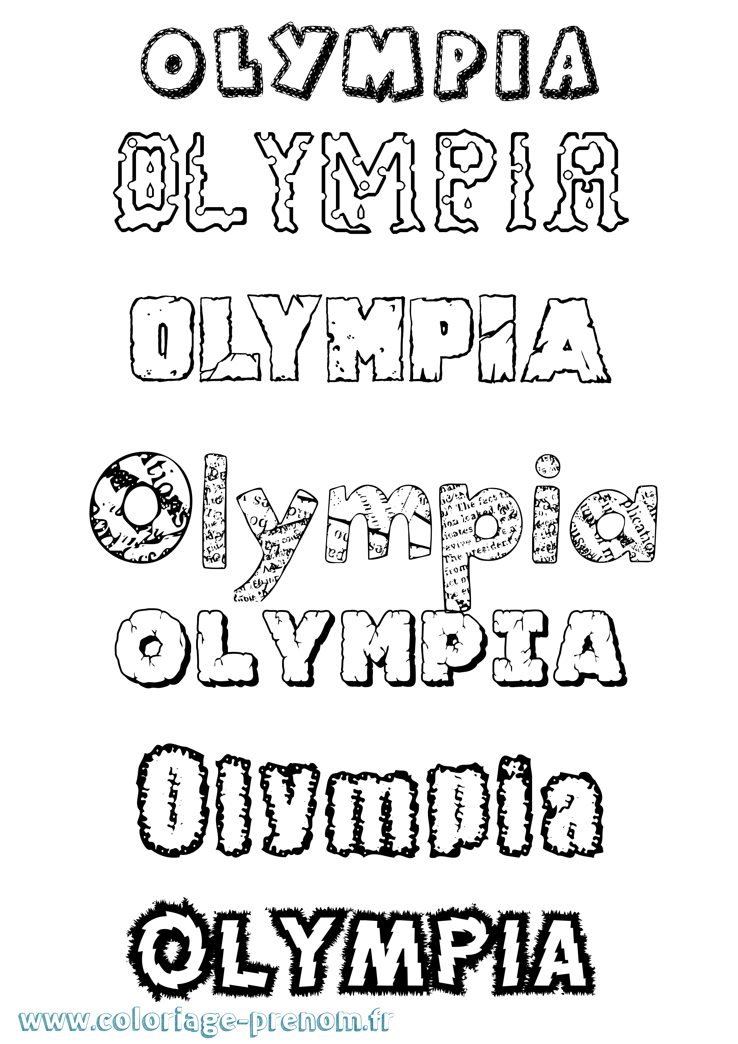 Coloriage prénom Olympia Destructuré