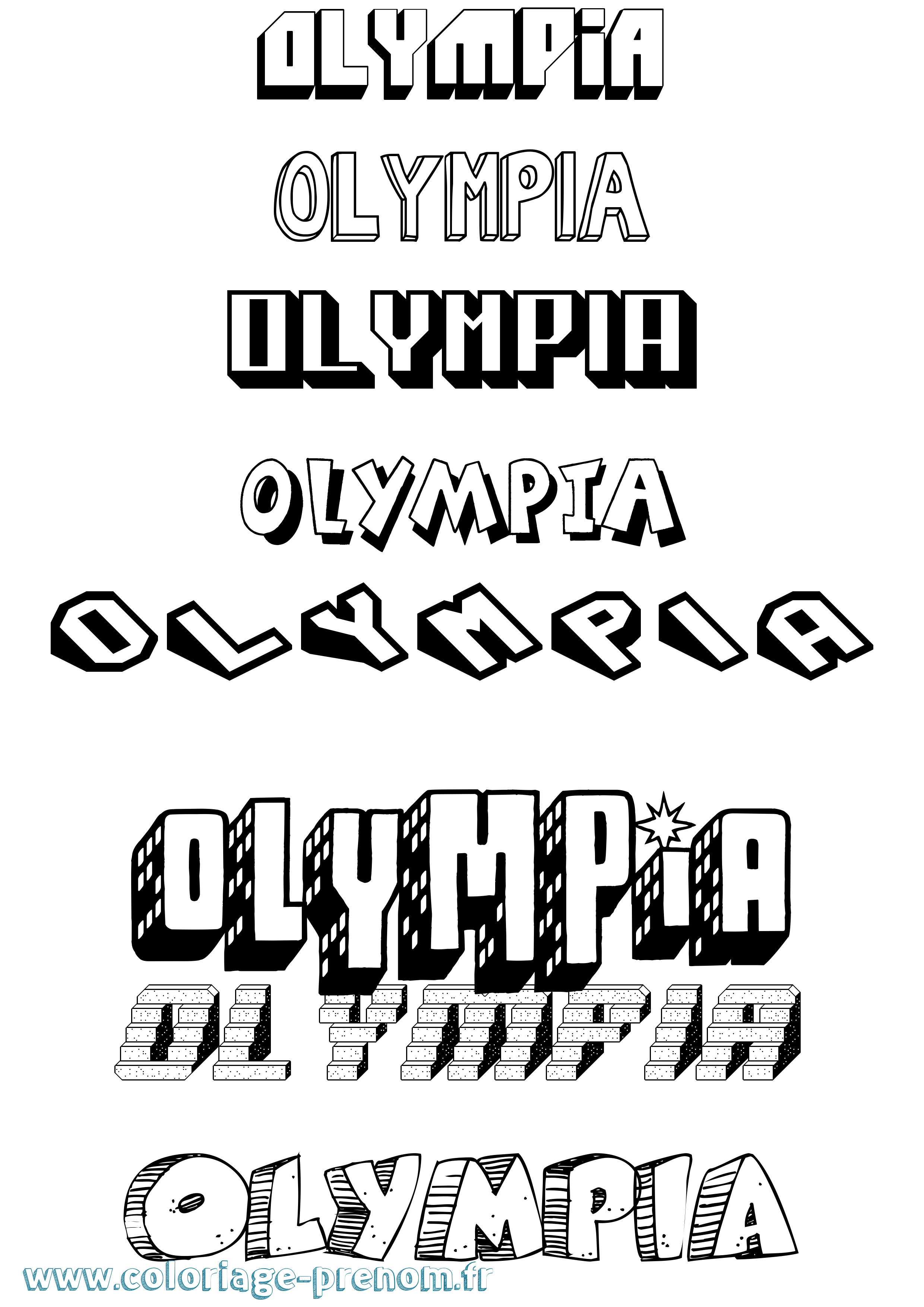 Coloriage prénom Olympia Effet 3D