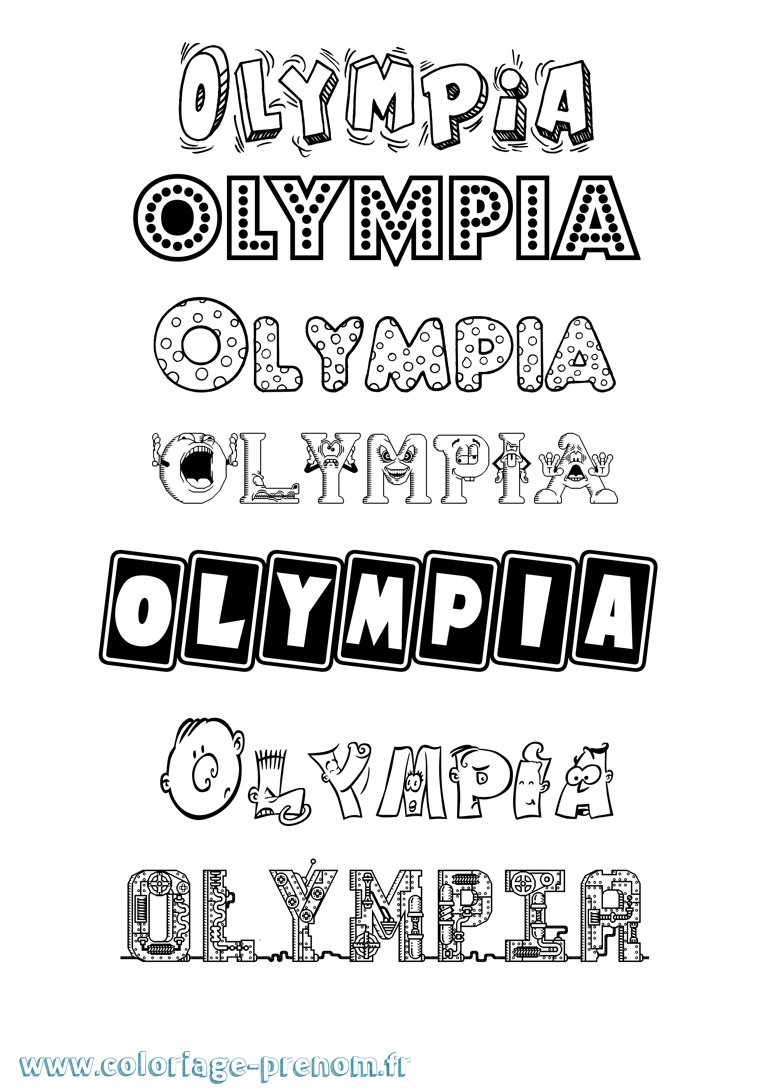 Coloriage Olympia Coloriage prénom Olympia