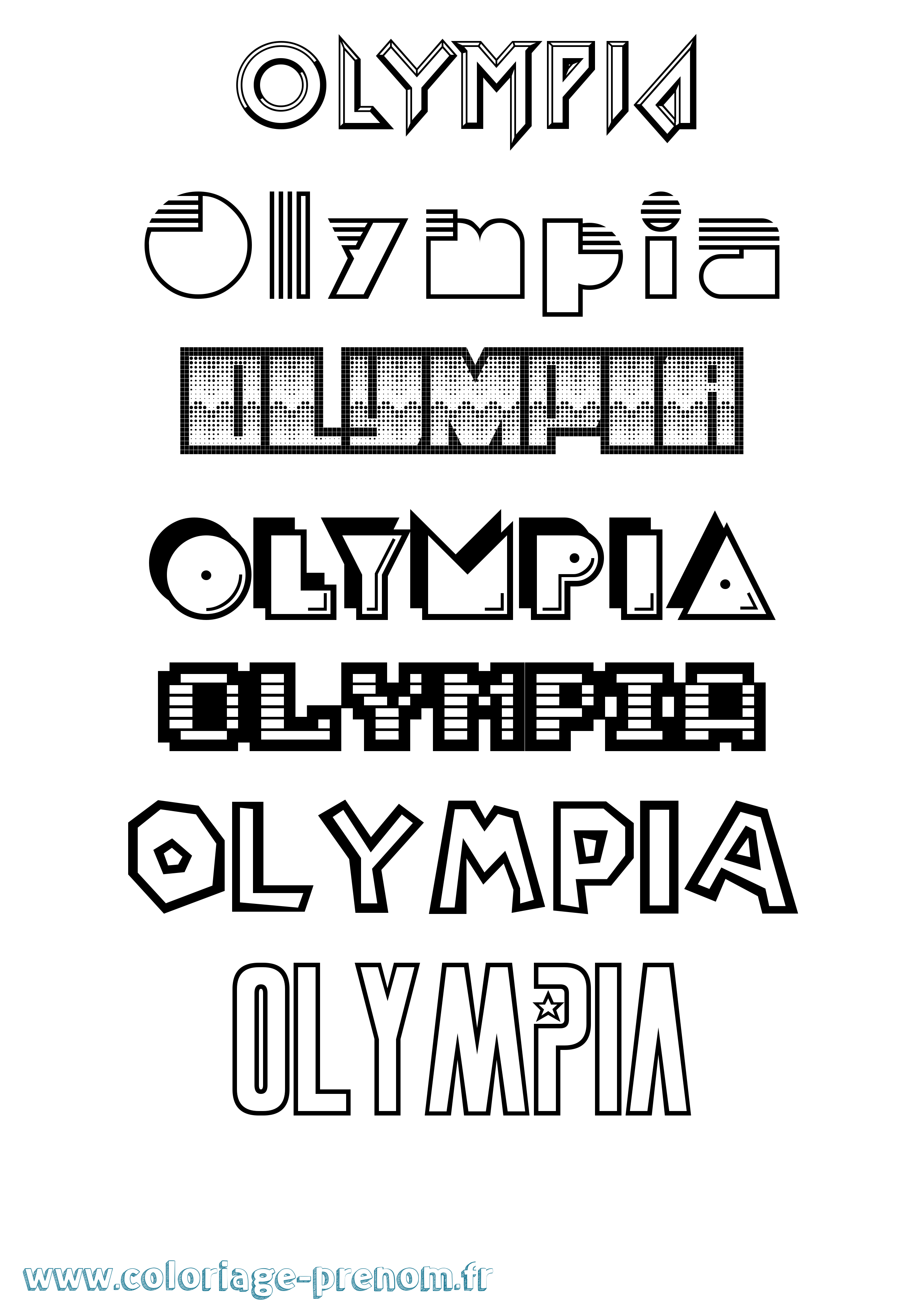 Coloriage Olympia Coloriage prénom Olympia