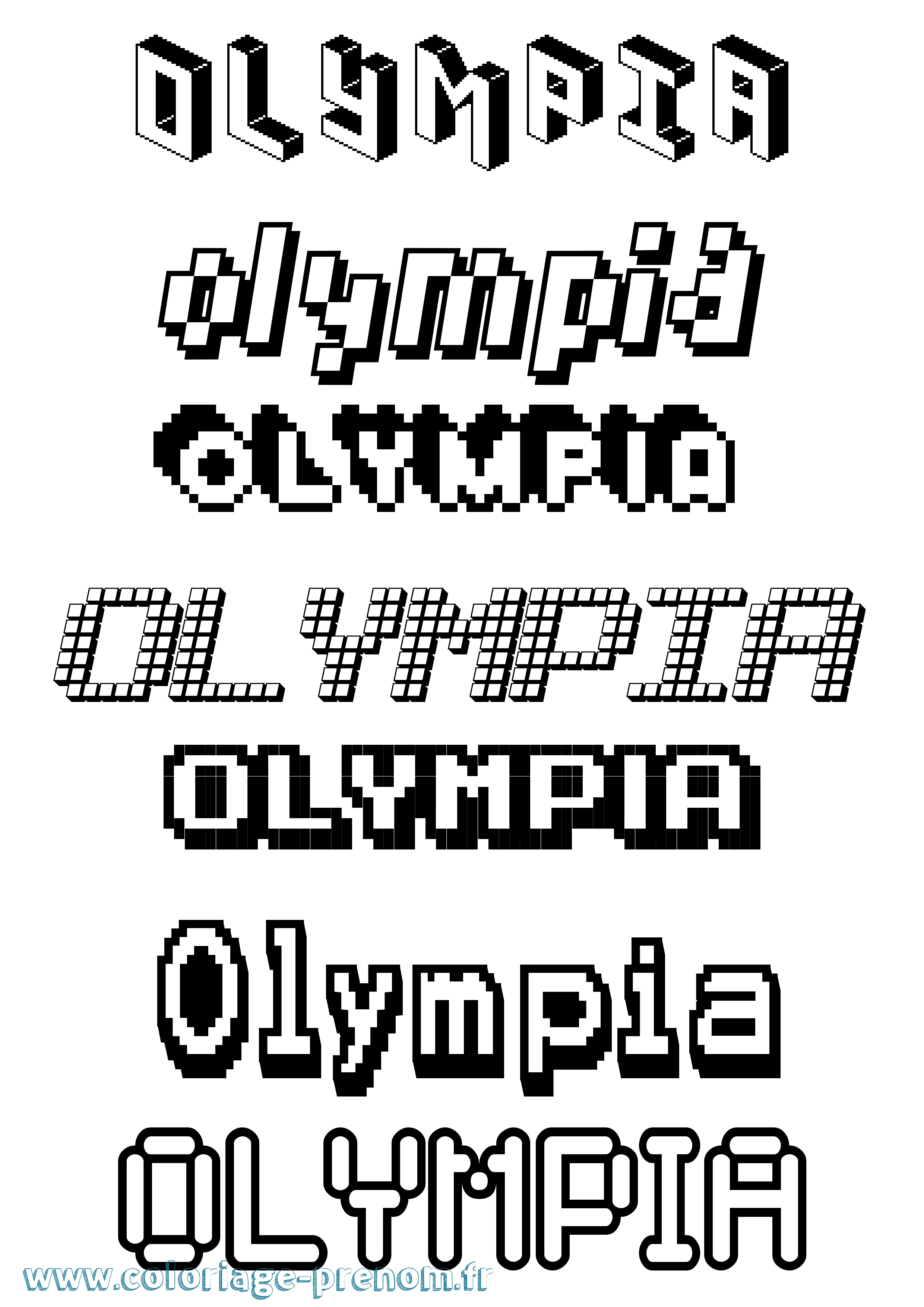 Coloriage prénom Olympia Pixel