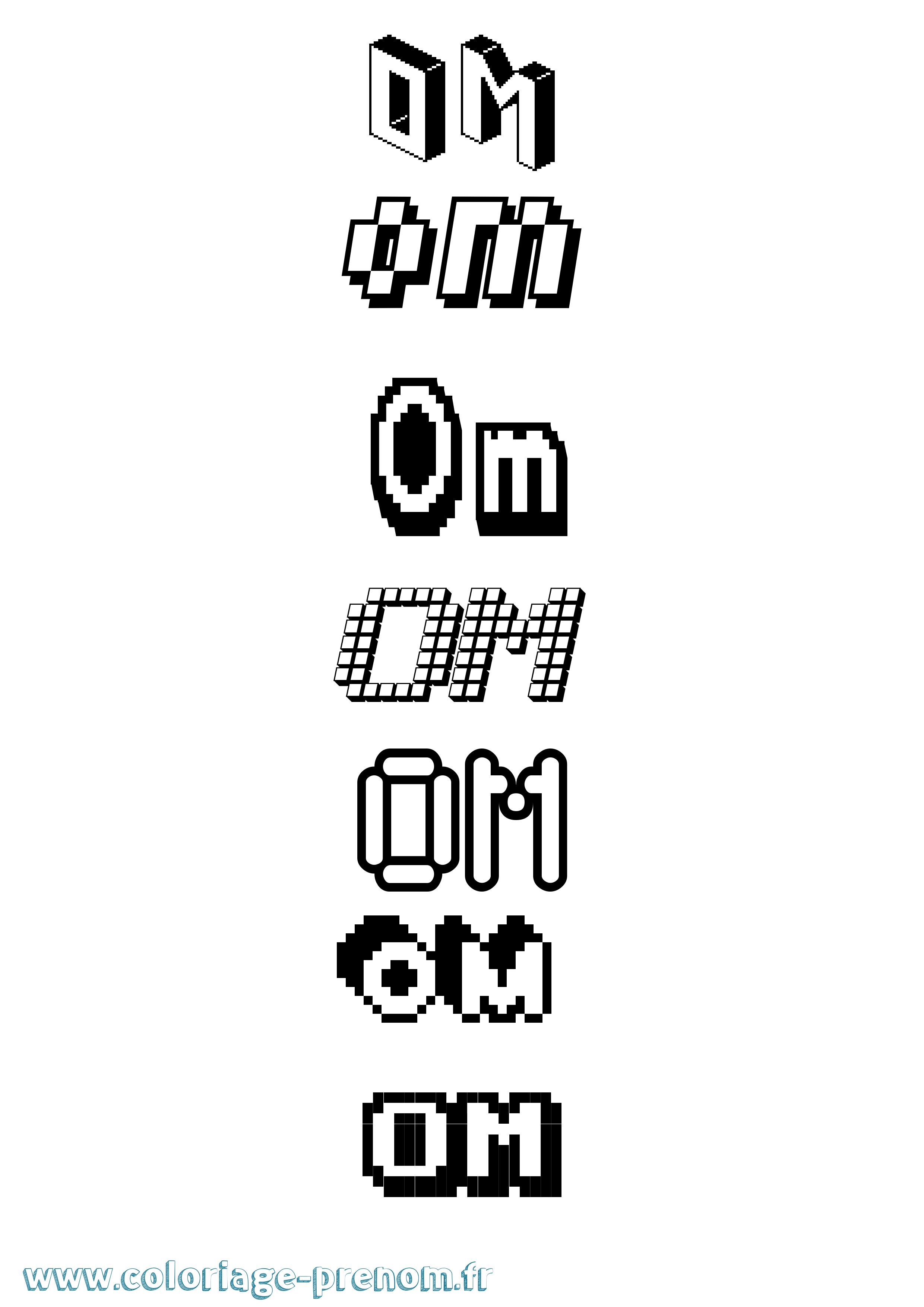 Coloriage prénom Om Pixel