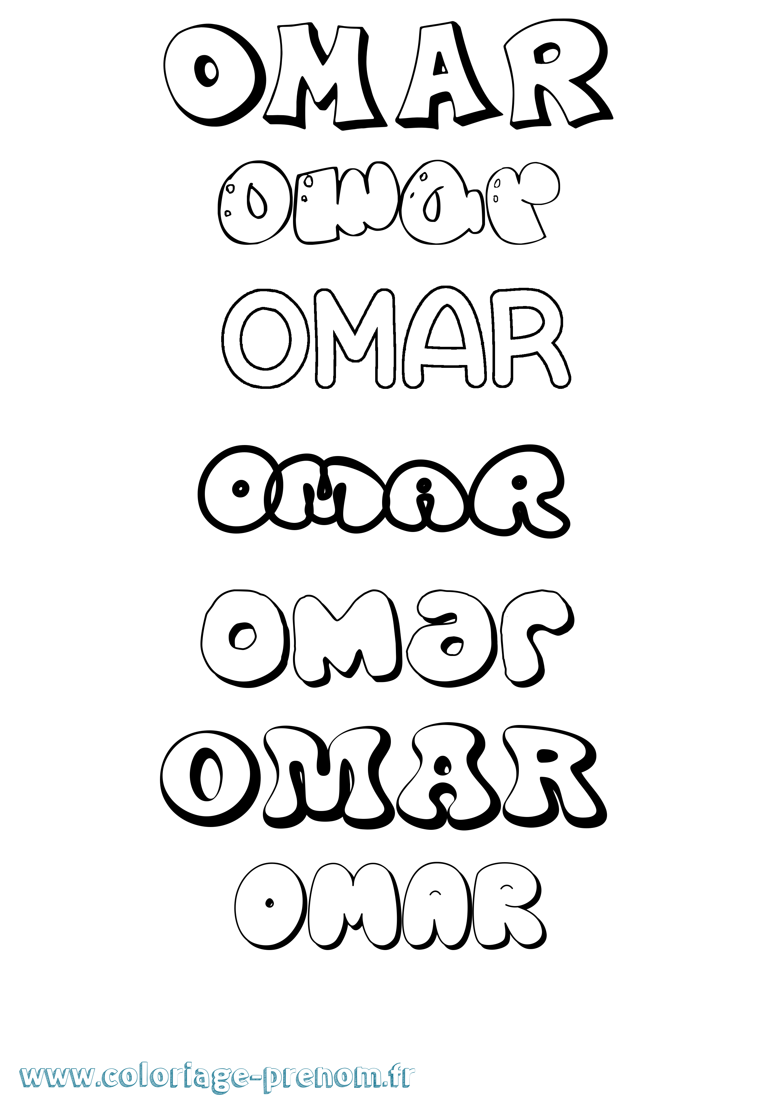 Coloriage prénom Omar Bubble