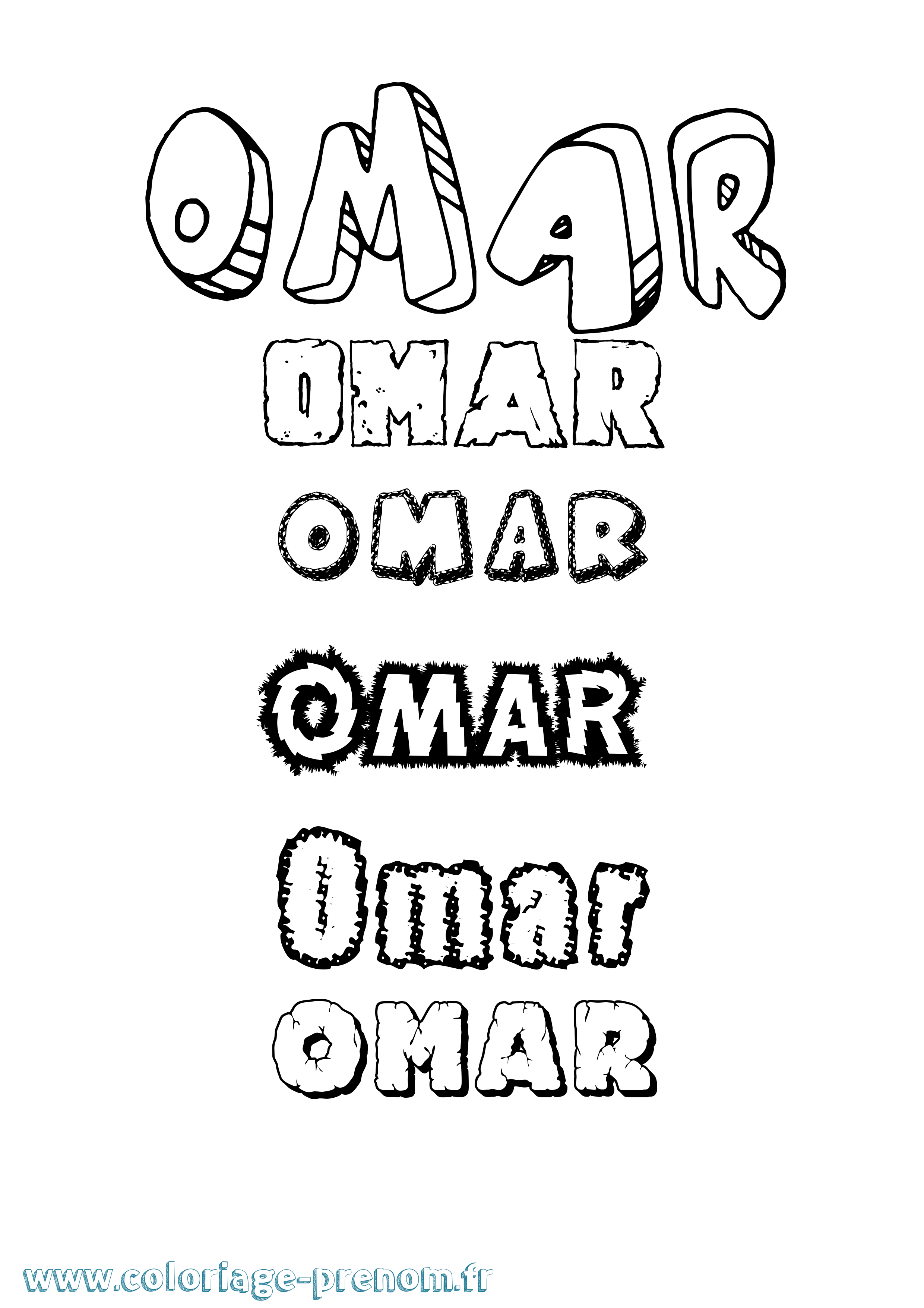 Coloriage prénom Omar Destructuré