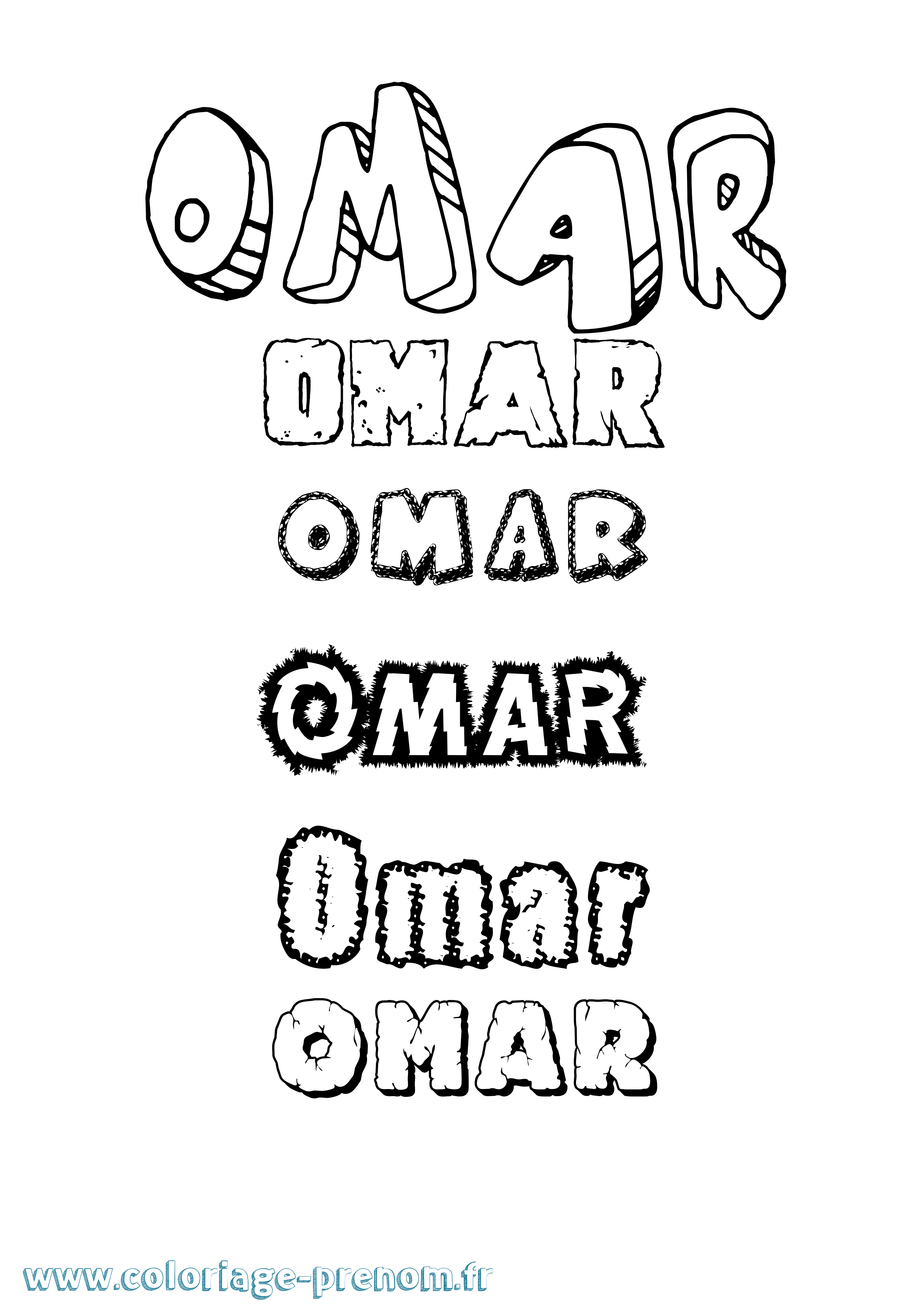 Coloriage Omar Destructuré Coloriage prénom Omar Destructuré