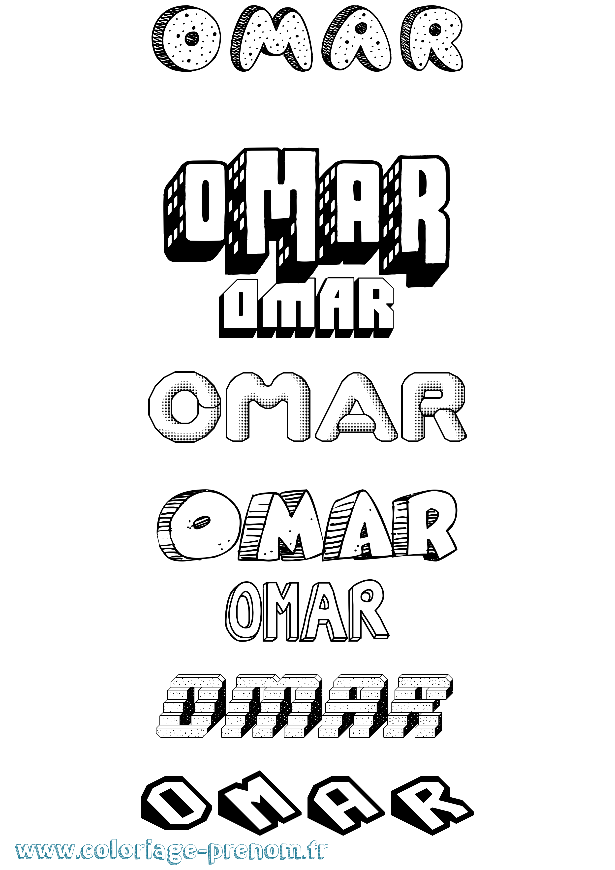 Coloriage Omar Effet 3D Coloriage prénom Omar Effet 3D