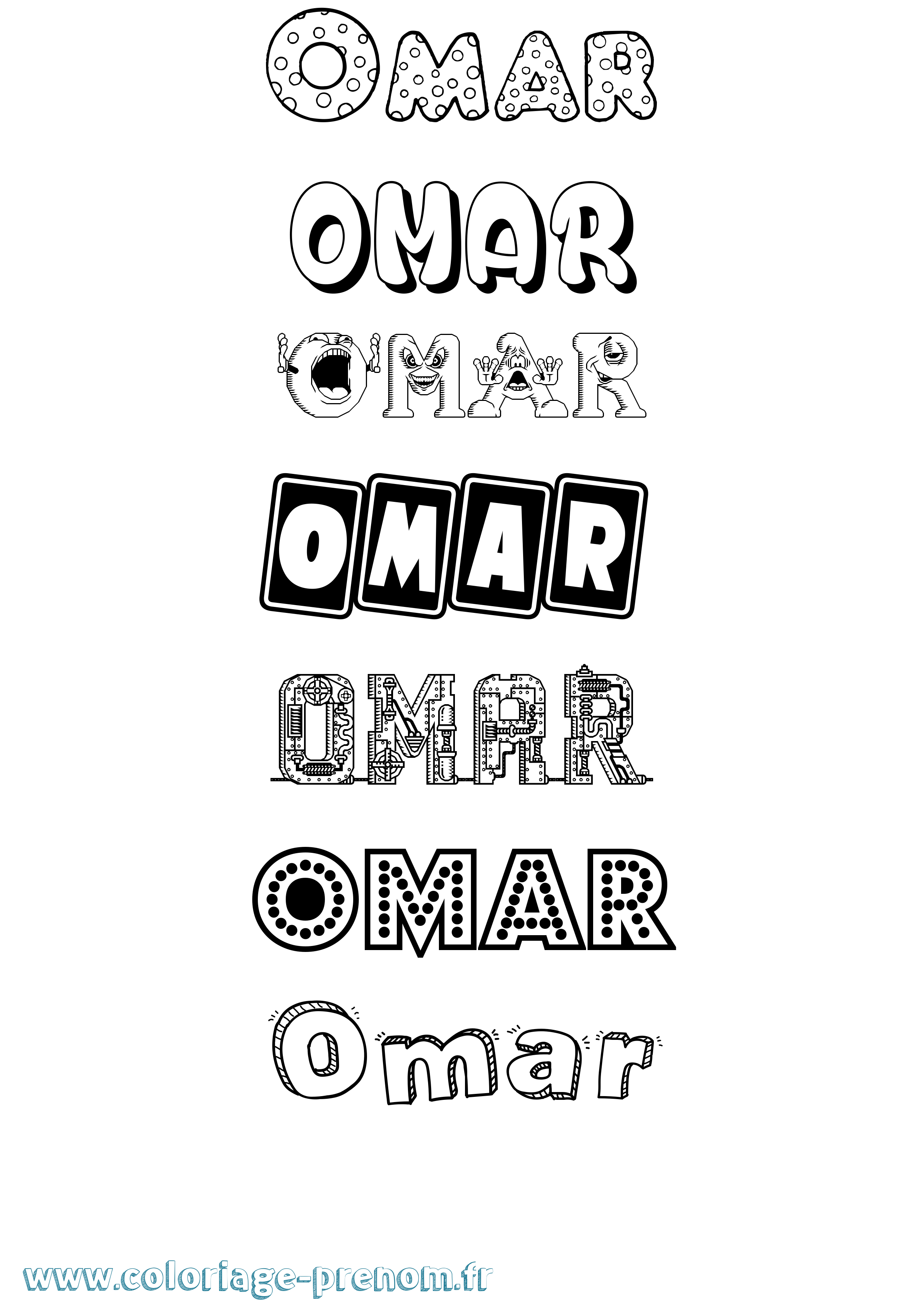 Coloriage prénom Omar Fun