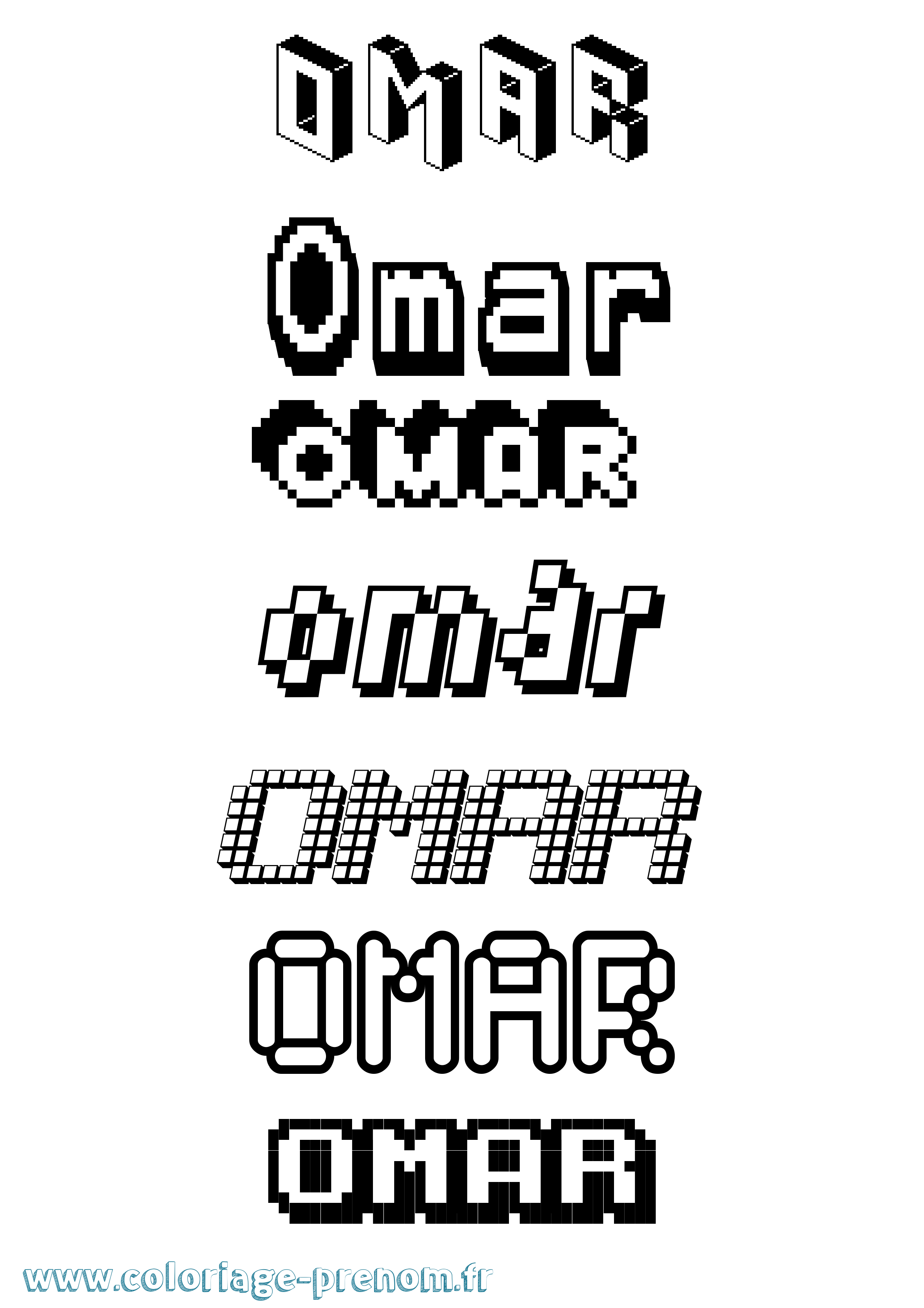 Coloriage Omar Pixel Coloriage prénom Omar Pixel