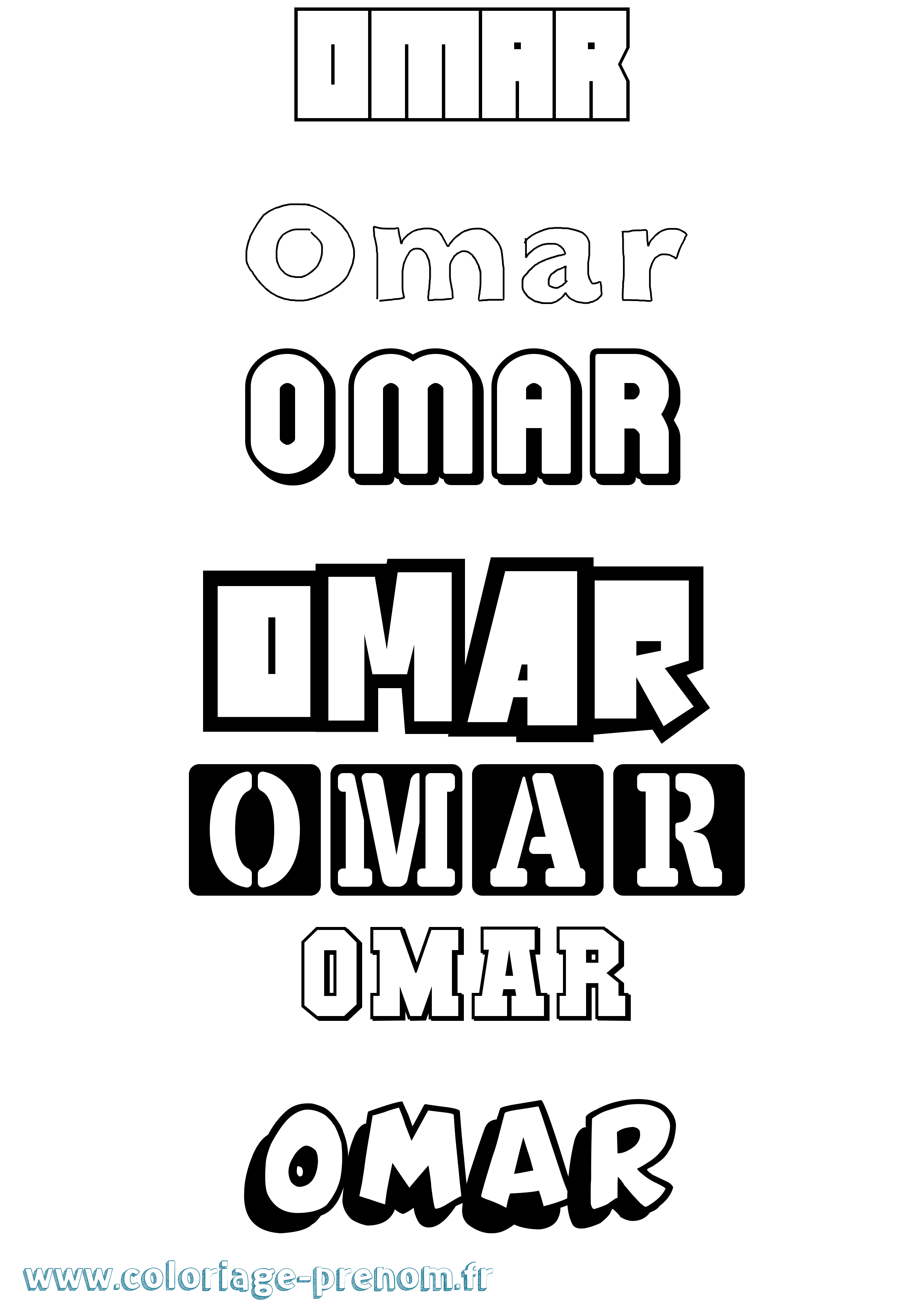 Coloriage prénom Omar Simple