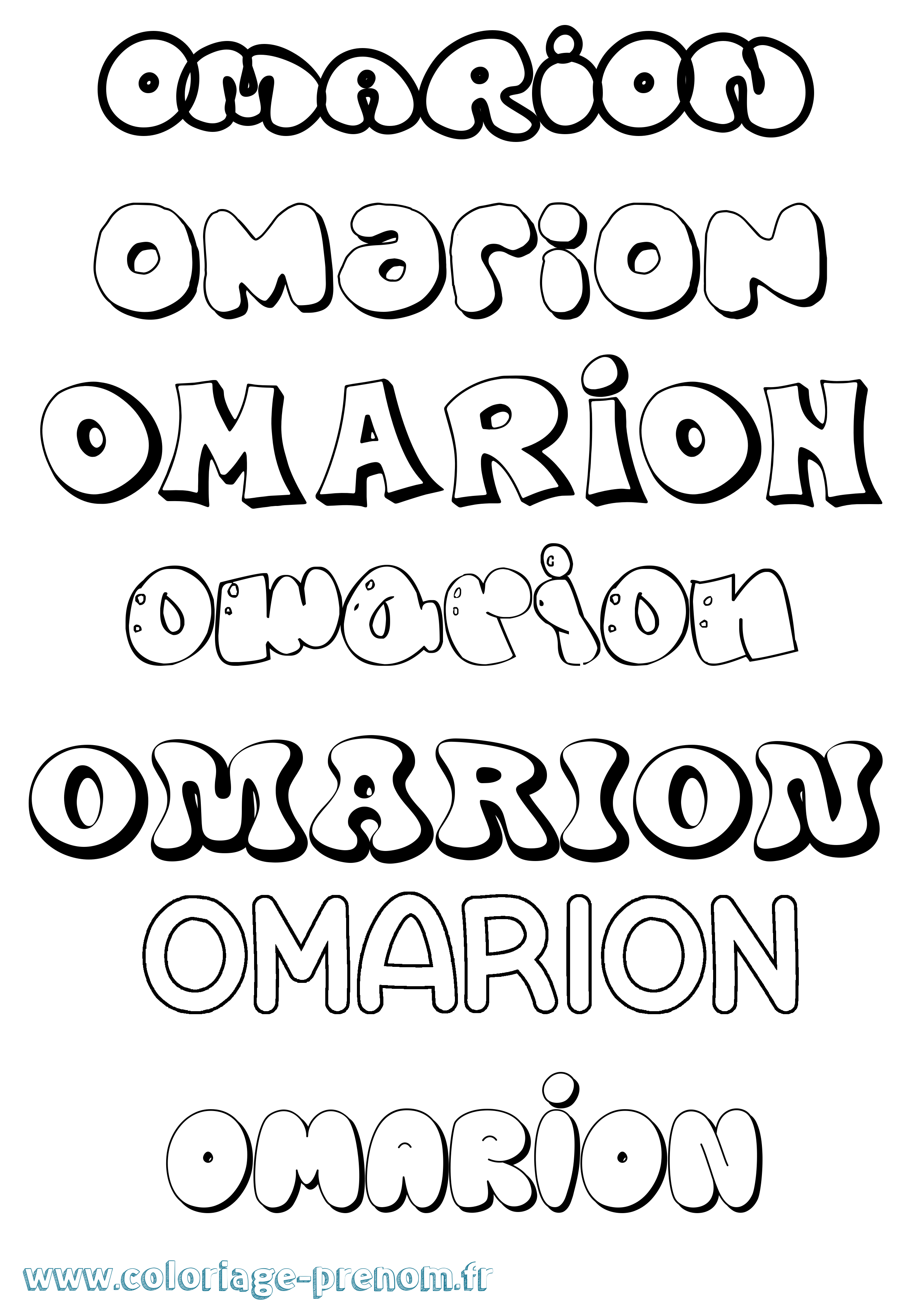 Coloriage prénom Omarion Bubble
