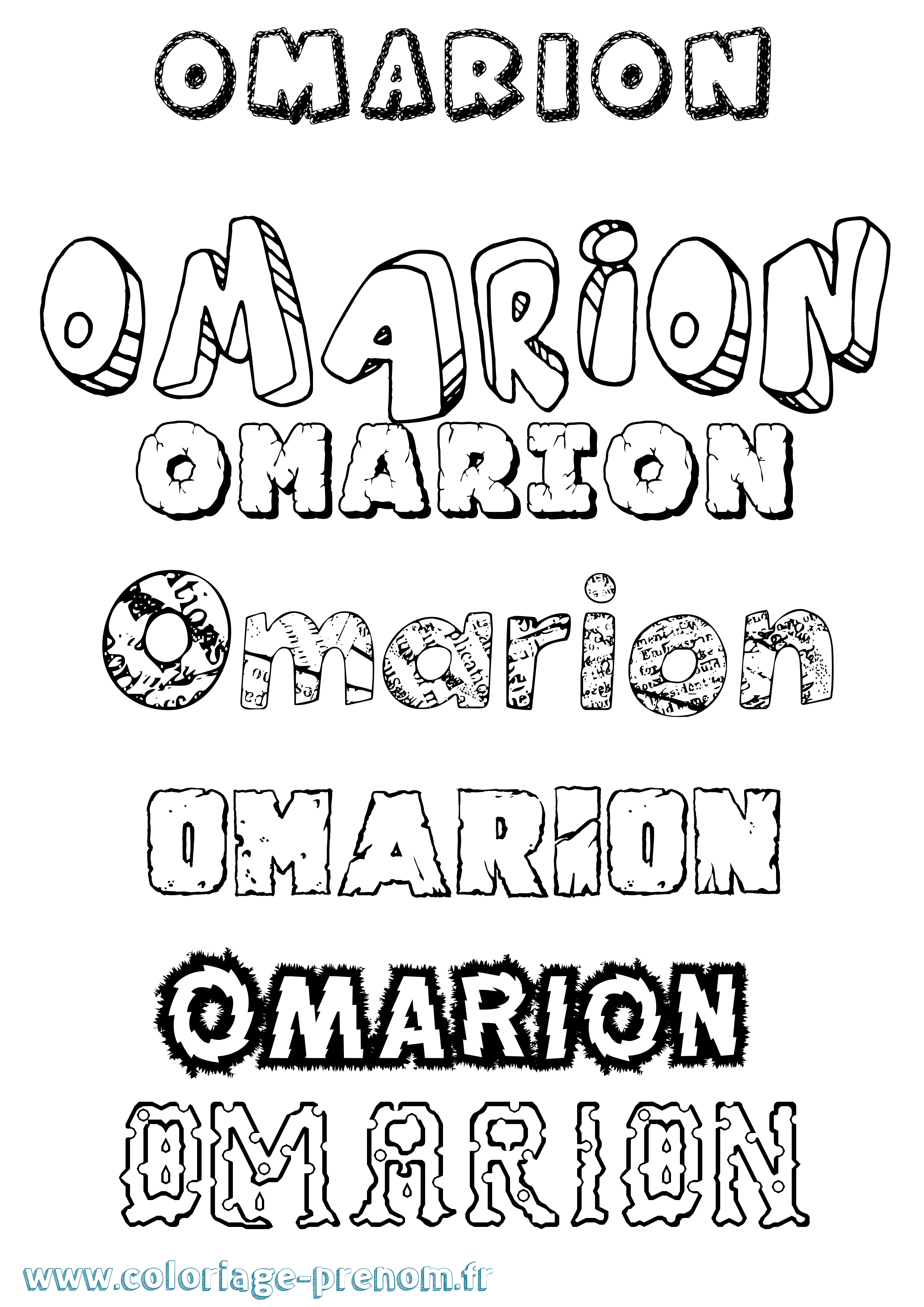 Coloriage prénom Omarion Destructuré