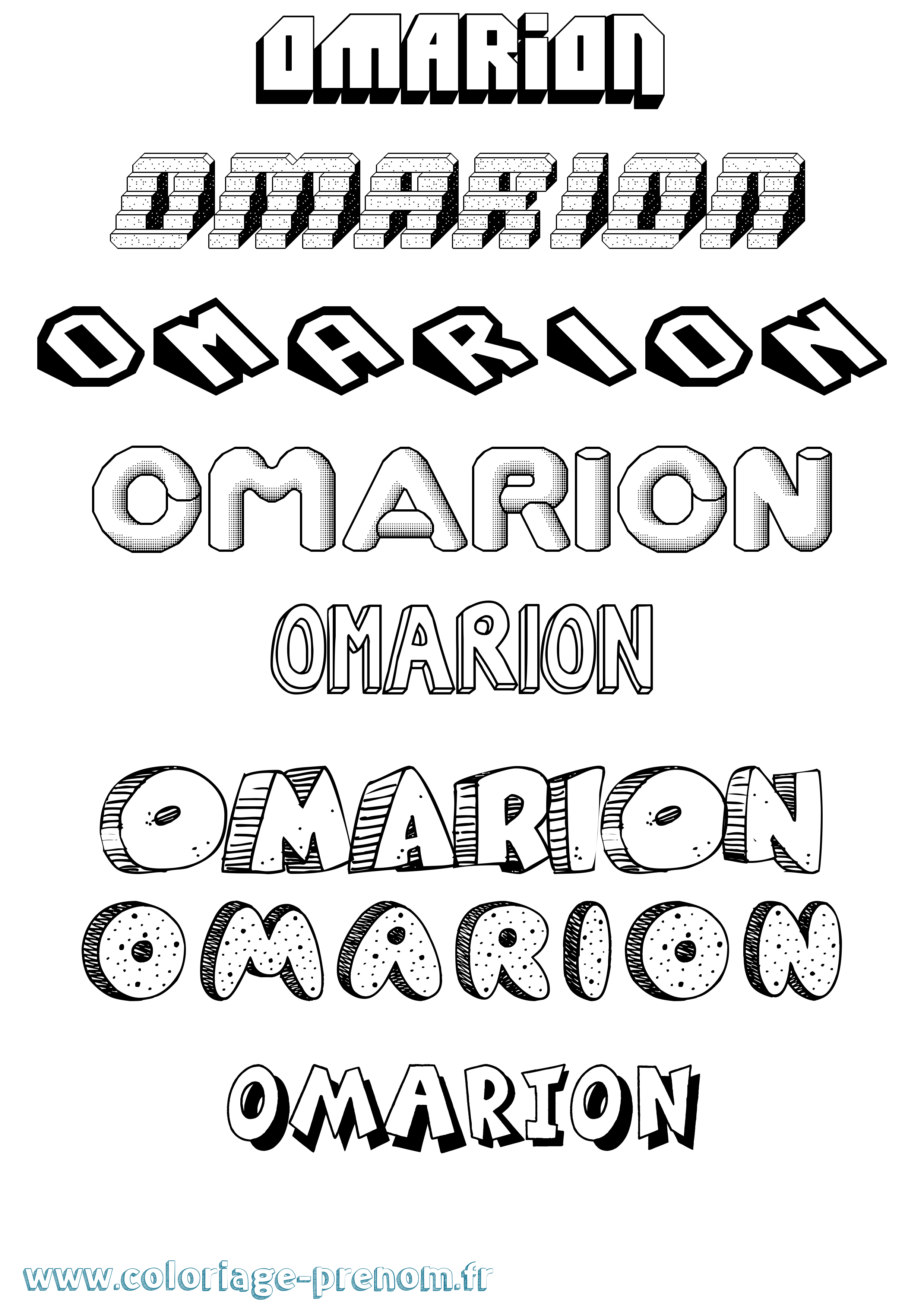 Coloriage prénom Omarion Effet 3D
