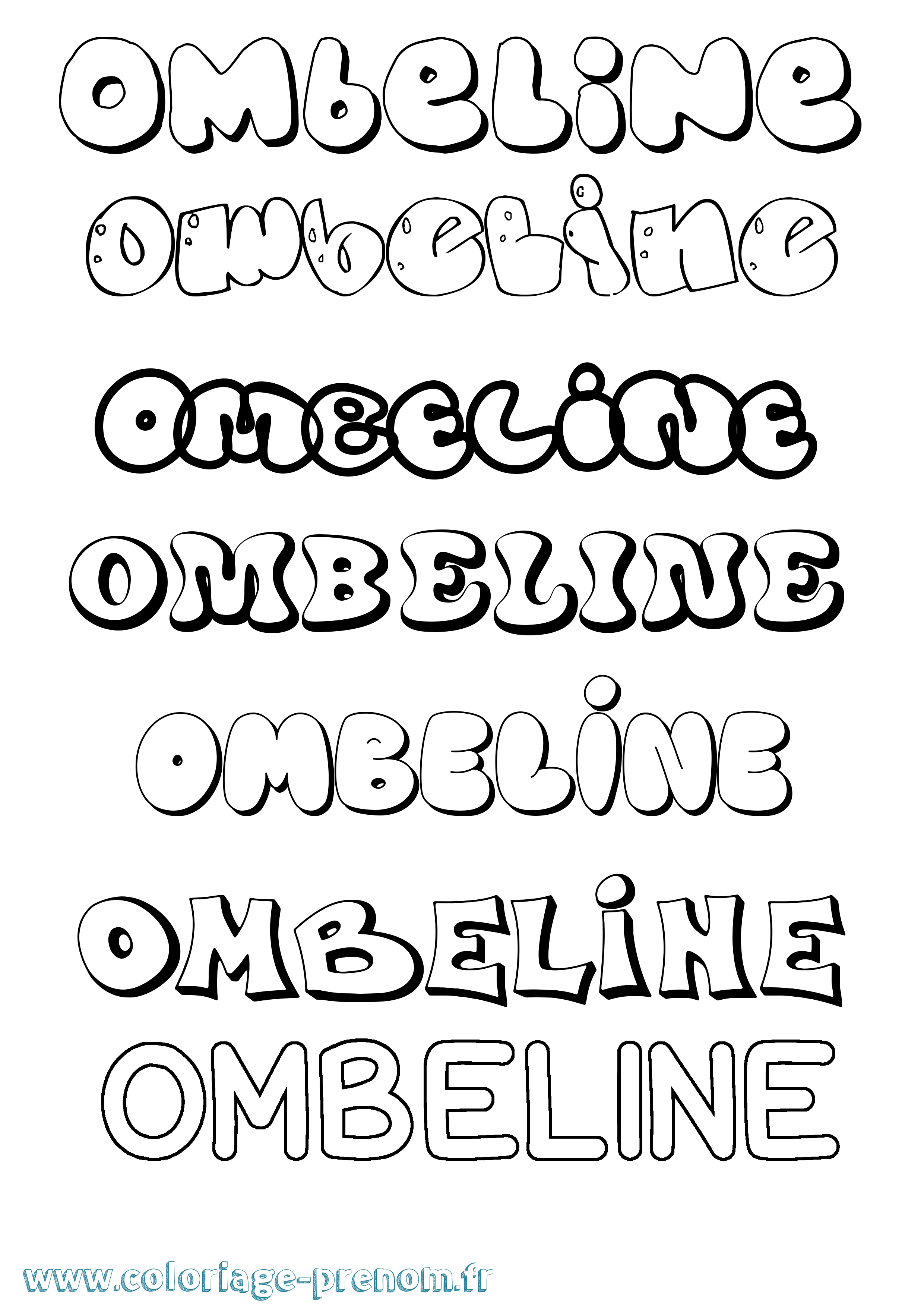 Coloriage prénom Ombeline Bubble