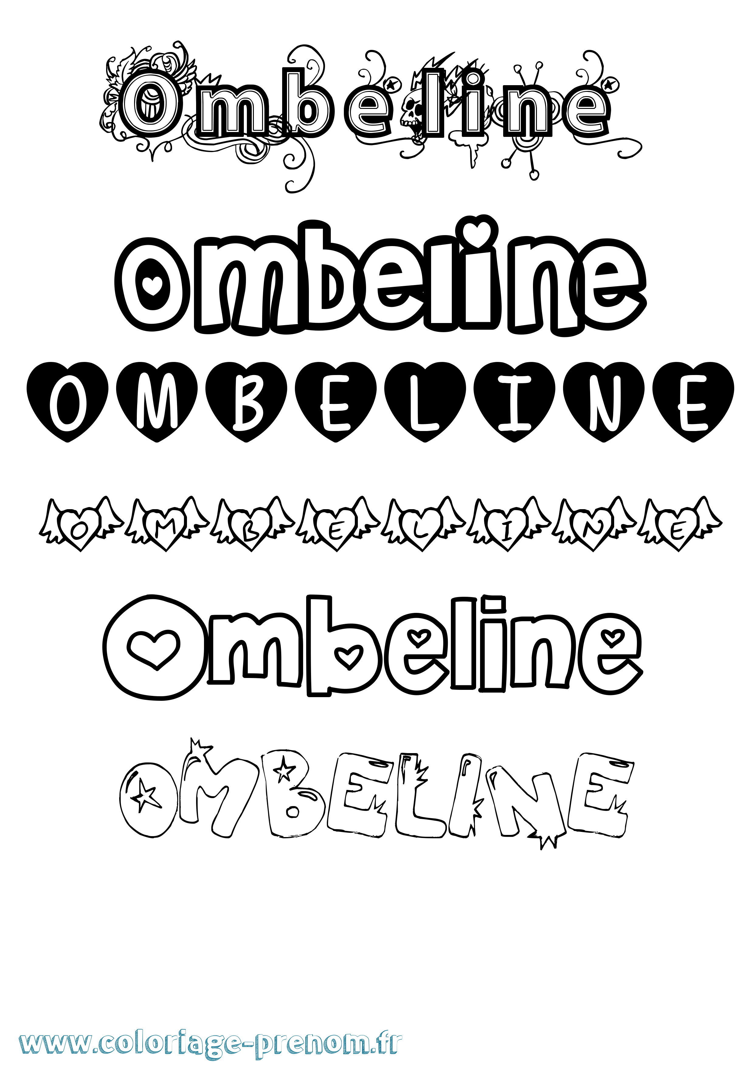 Coloriage Ombeline Girly Coloriage prénom Ombeline Girly