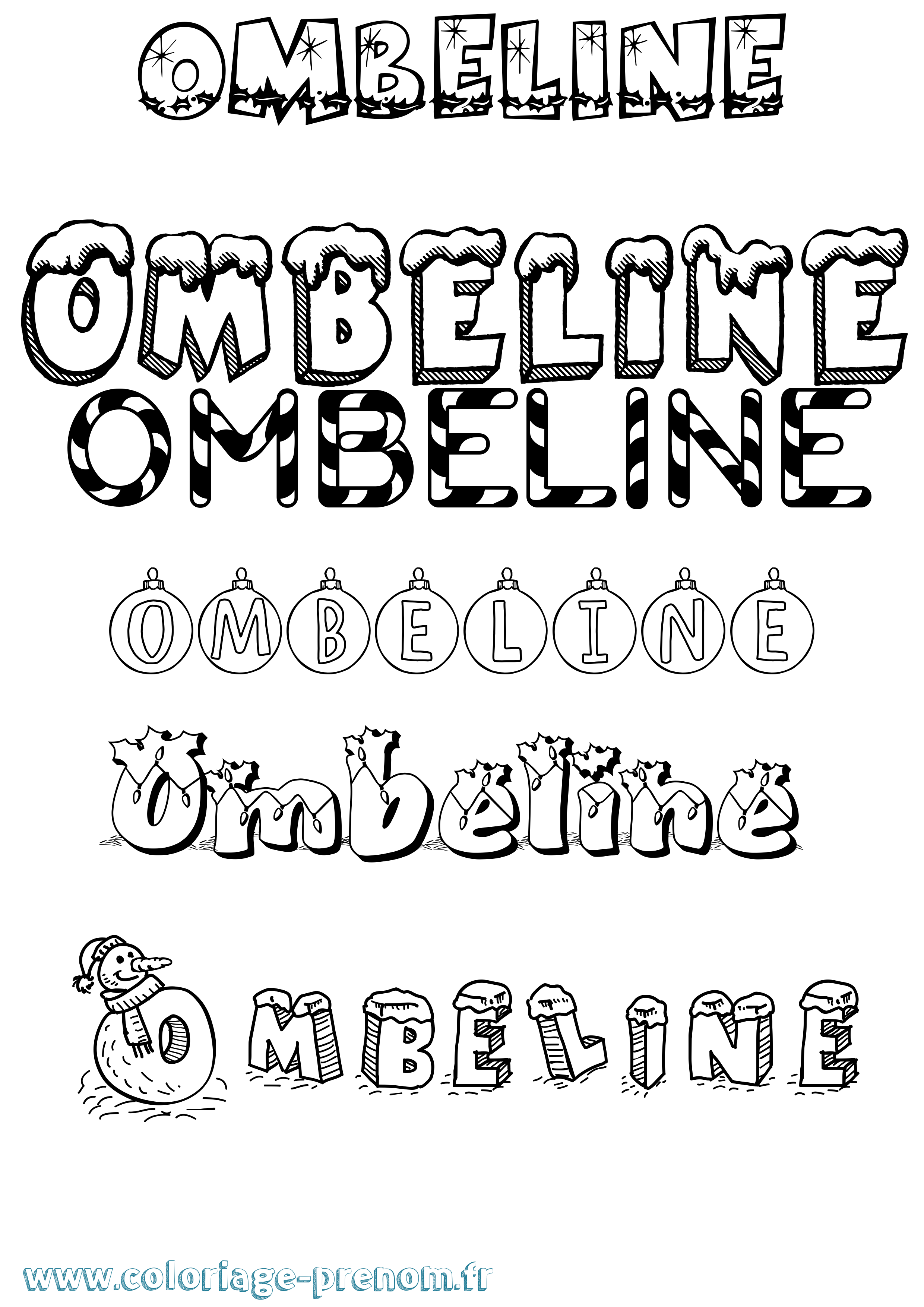 Coloriage prénom Ombeline Noël