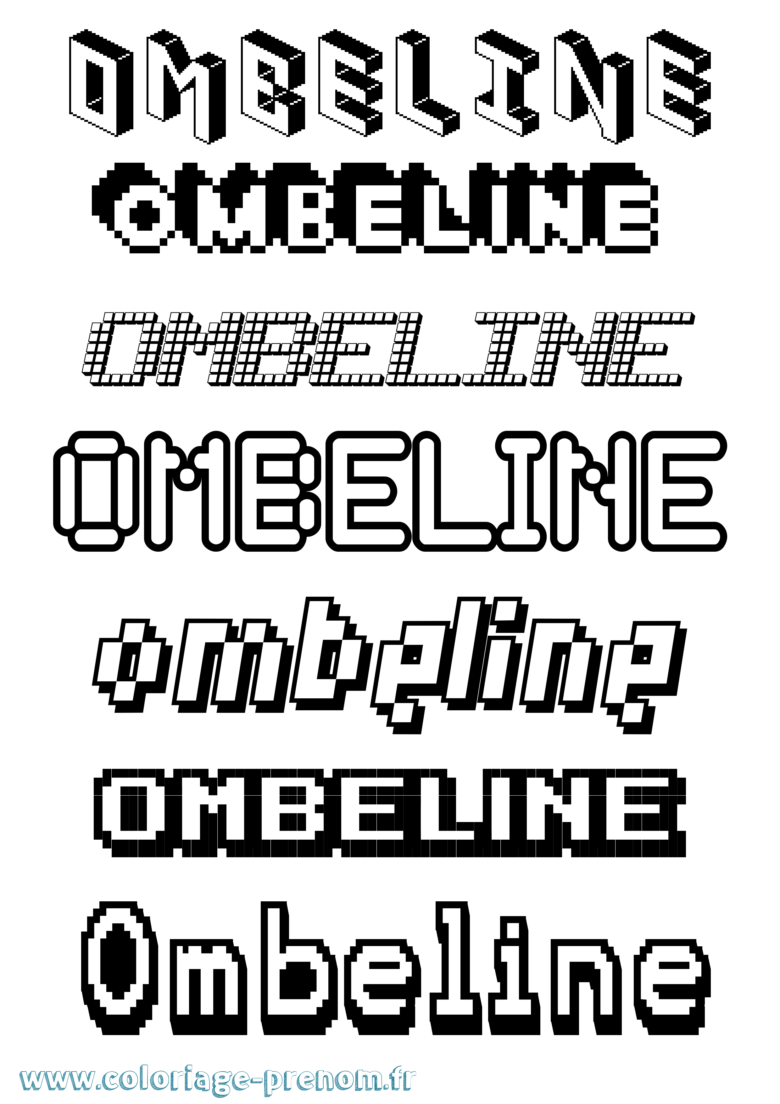 Coloriage prénom Ombeline Pixel