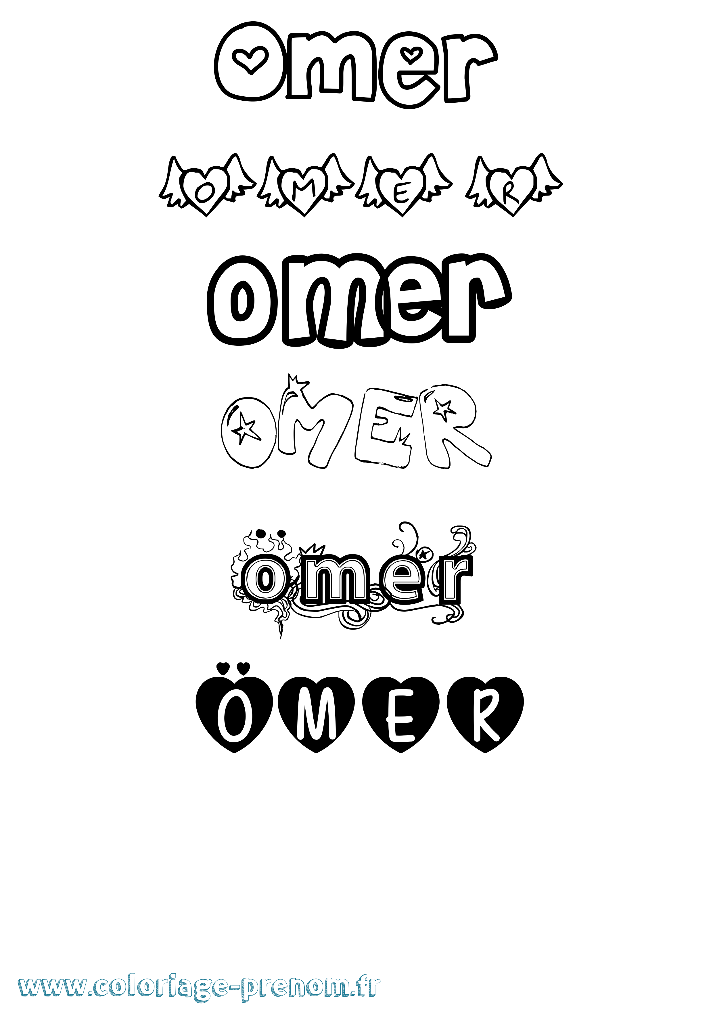 Coloriage Ömer Girly Coloriage prénom Ömer Girly