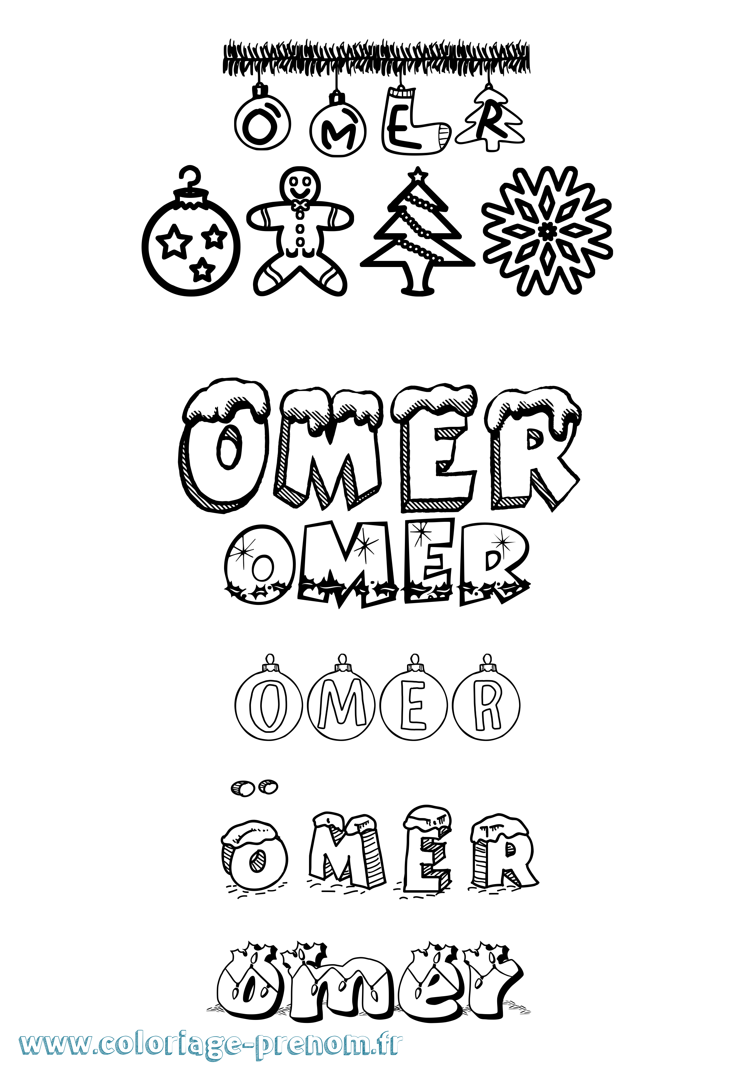 Coloriage Ömer Noël Coloriage prénom Ömer Noël