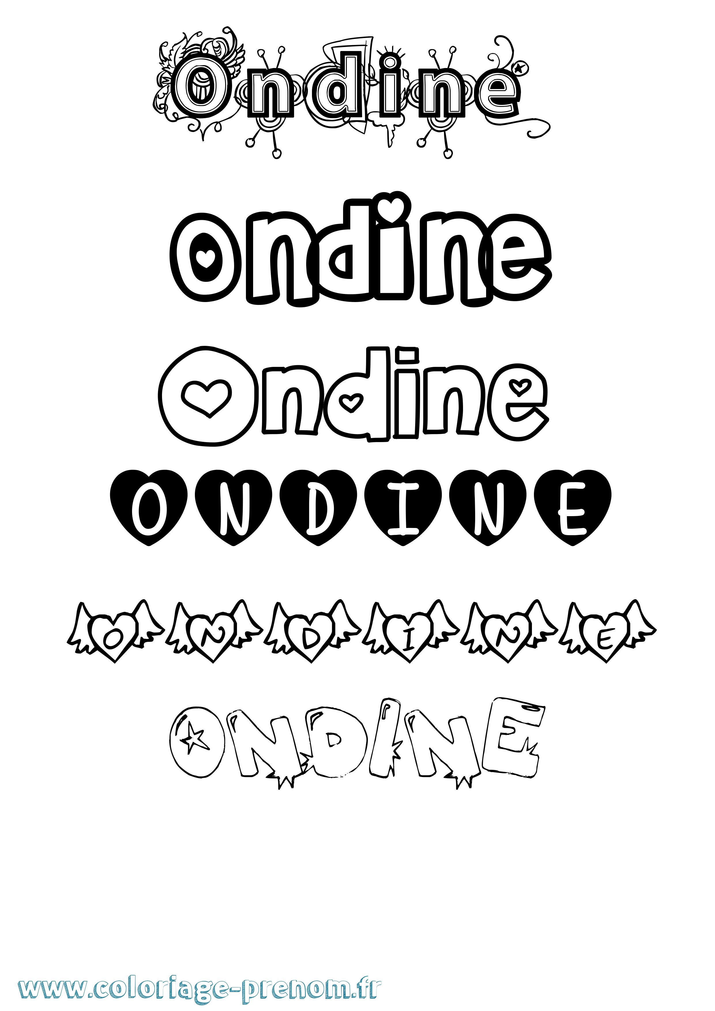 Coloriage prénom Ondine