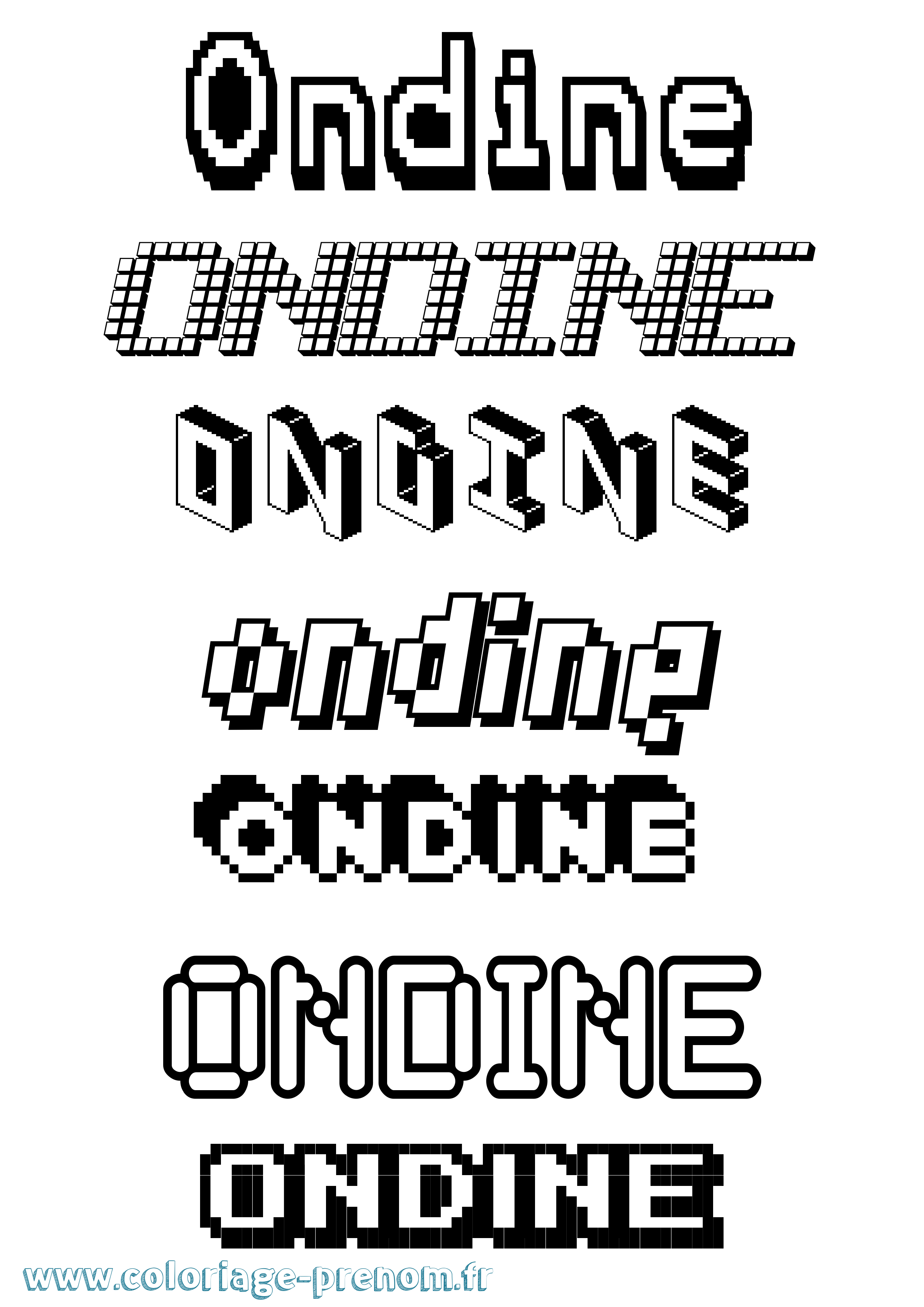 Coloriage prénom Ondine