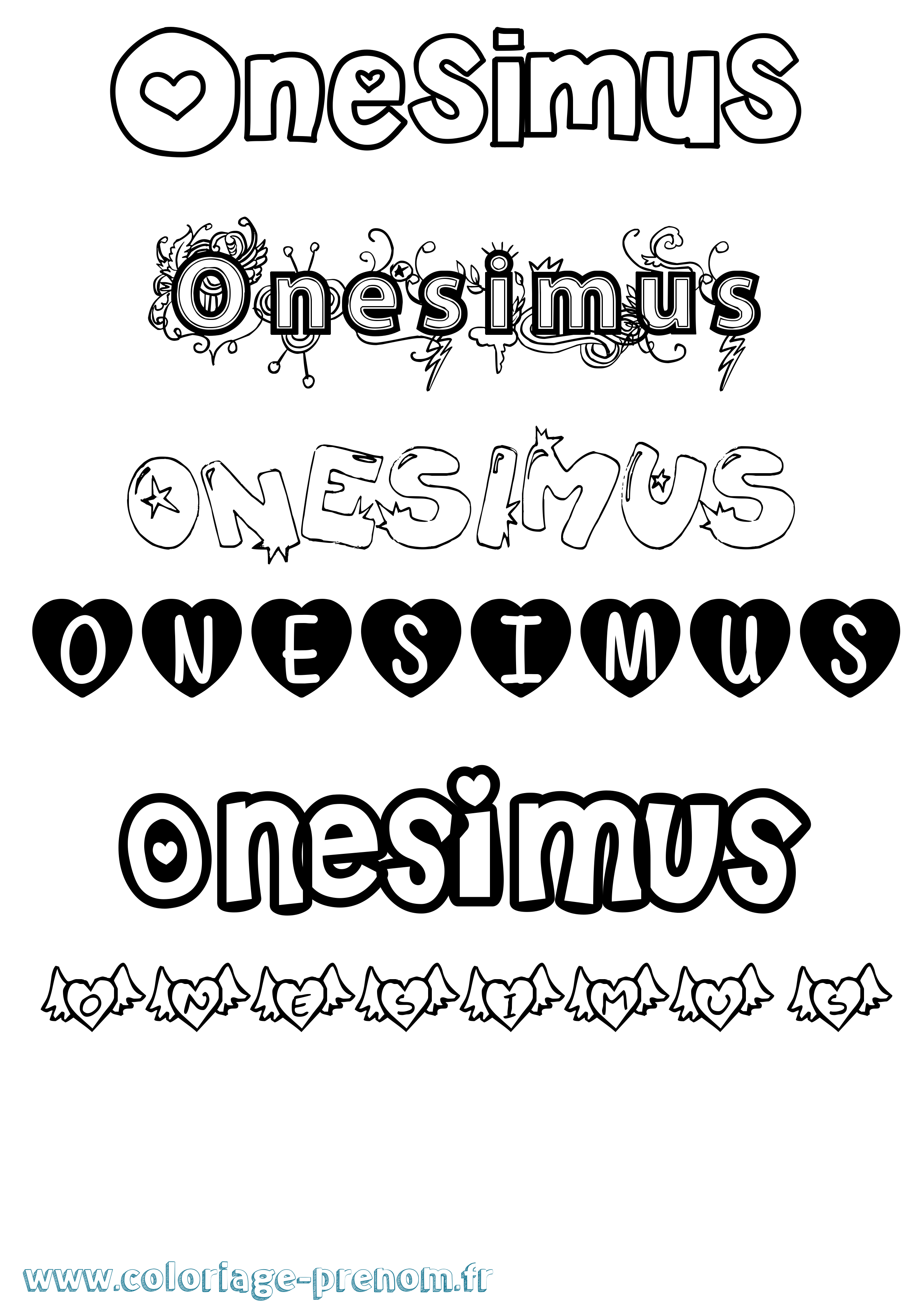 Coloriage Onesimus Girly Coloriage prénom Onesimus Girly
