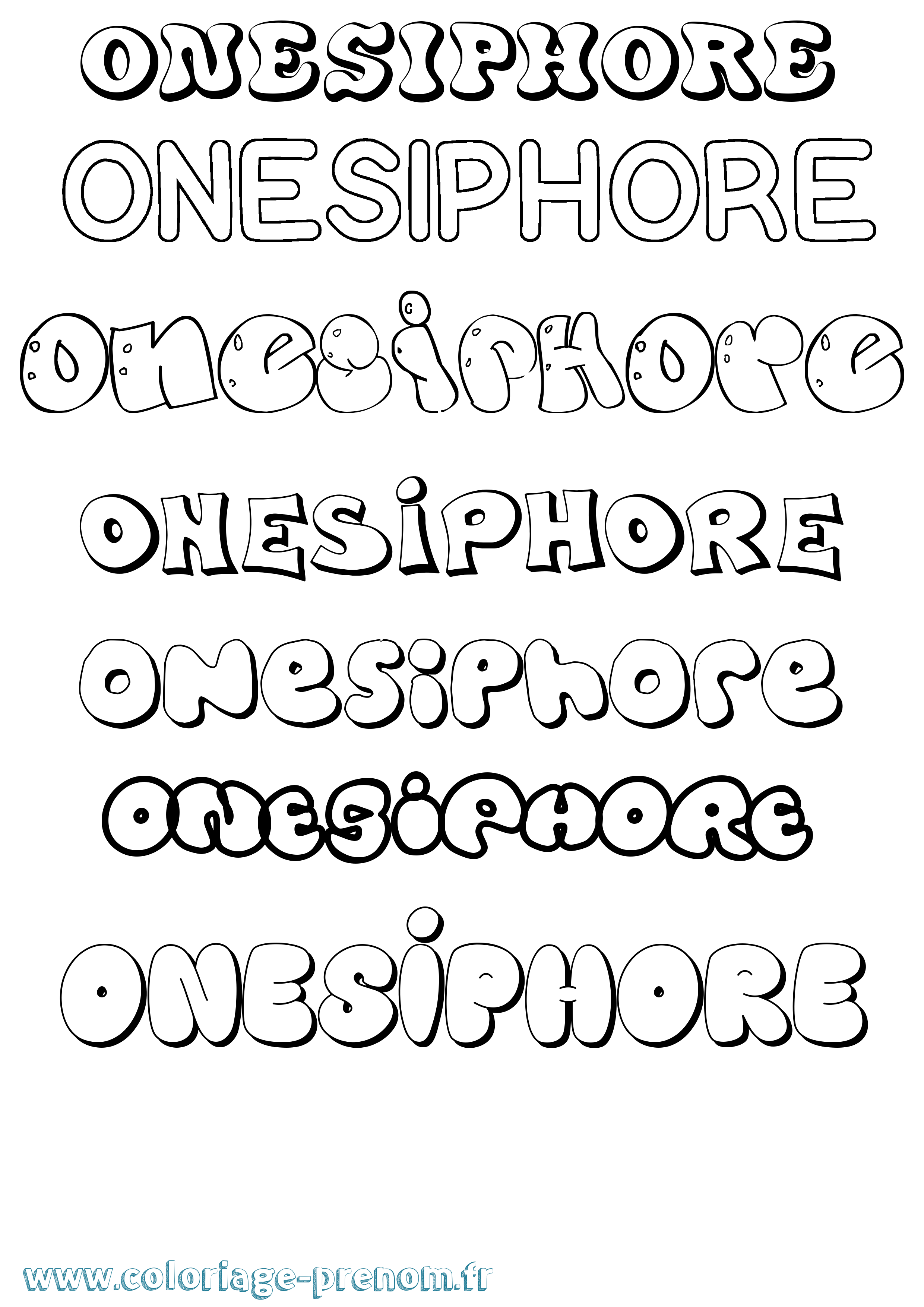 Coloriage prénom Onesiphore Bubble
