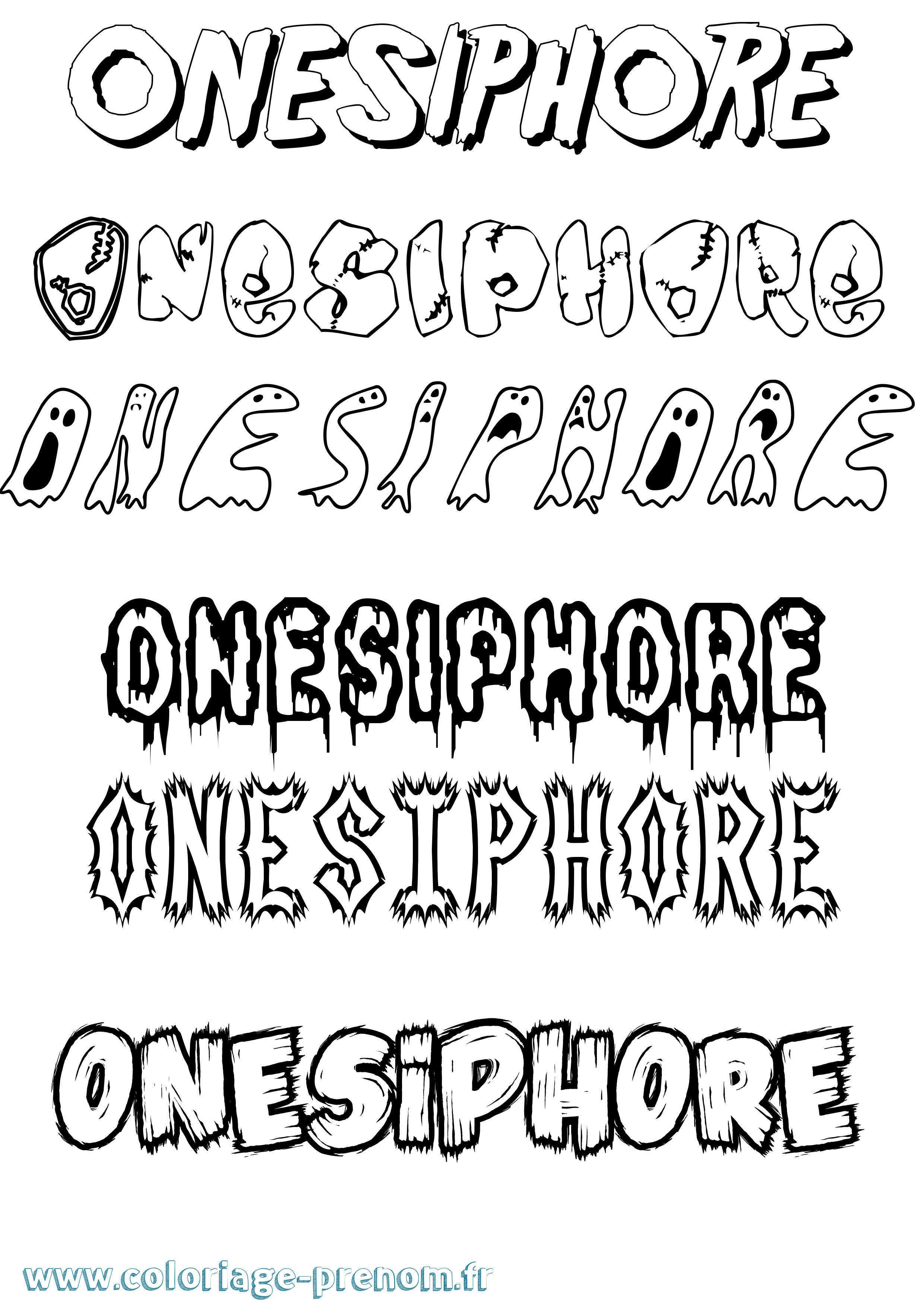 Coloriage prénom Onesiphore Frisson