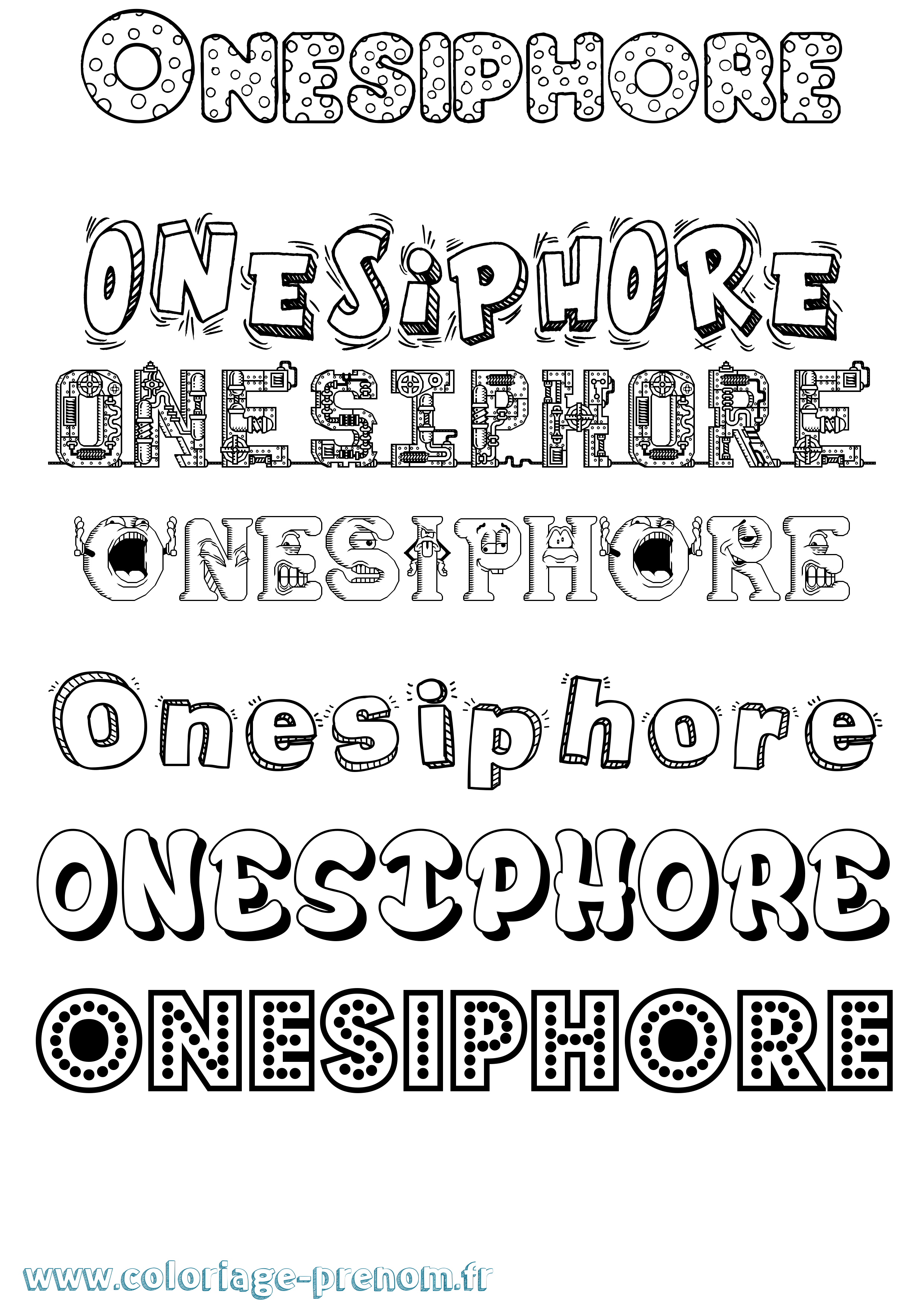Coloriage prénom Onesiphore Fun