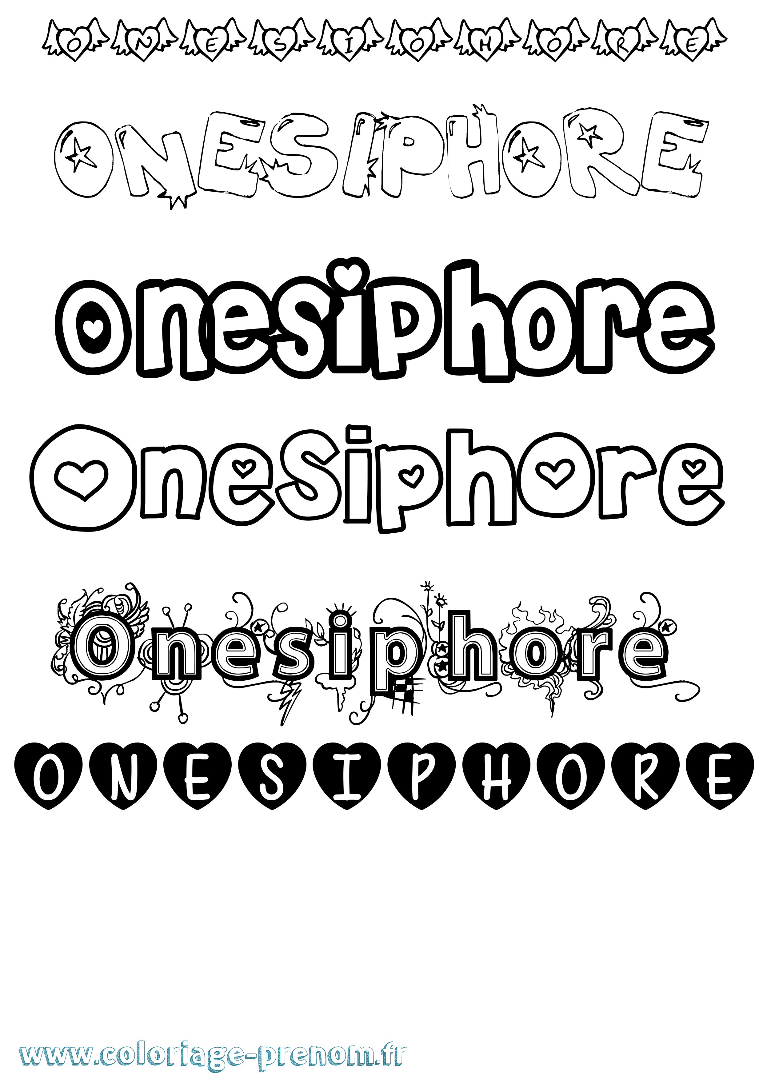 Coloriage prénom Onesiphore Girly