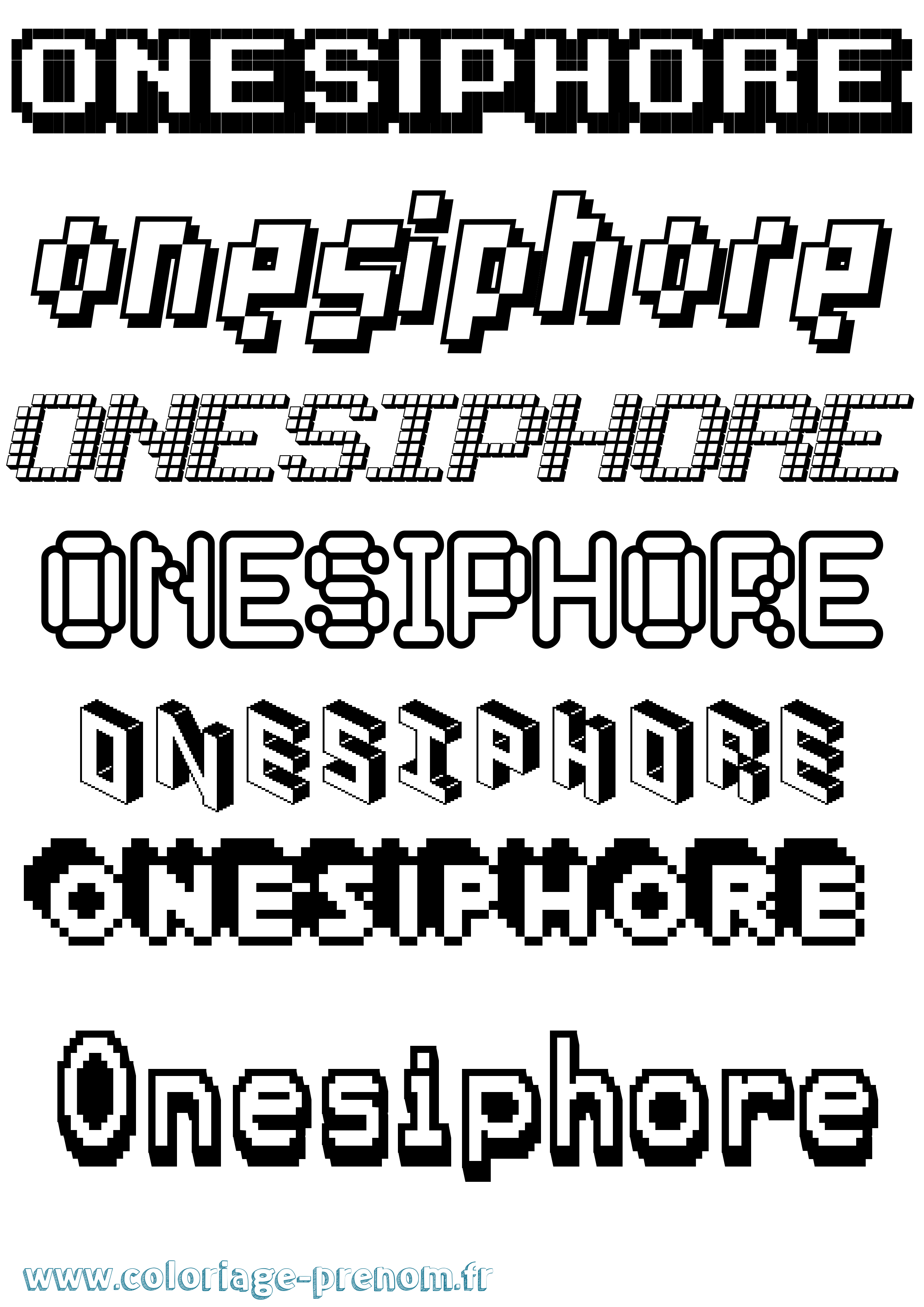 Coloriage prénom Onesiphore Pixel