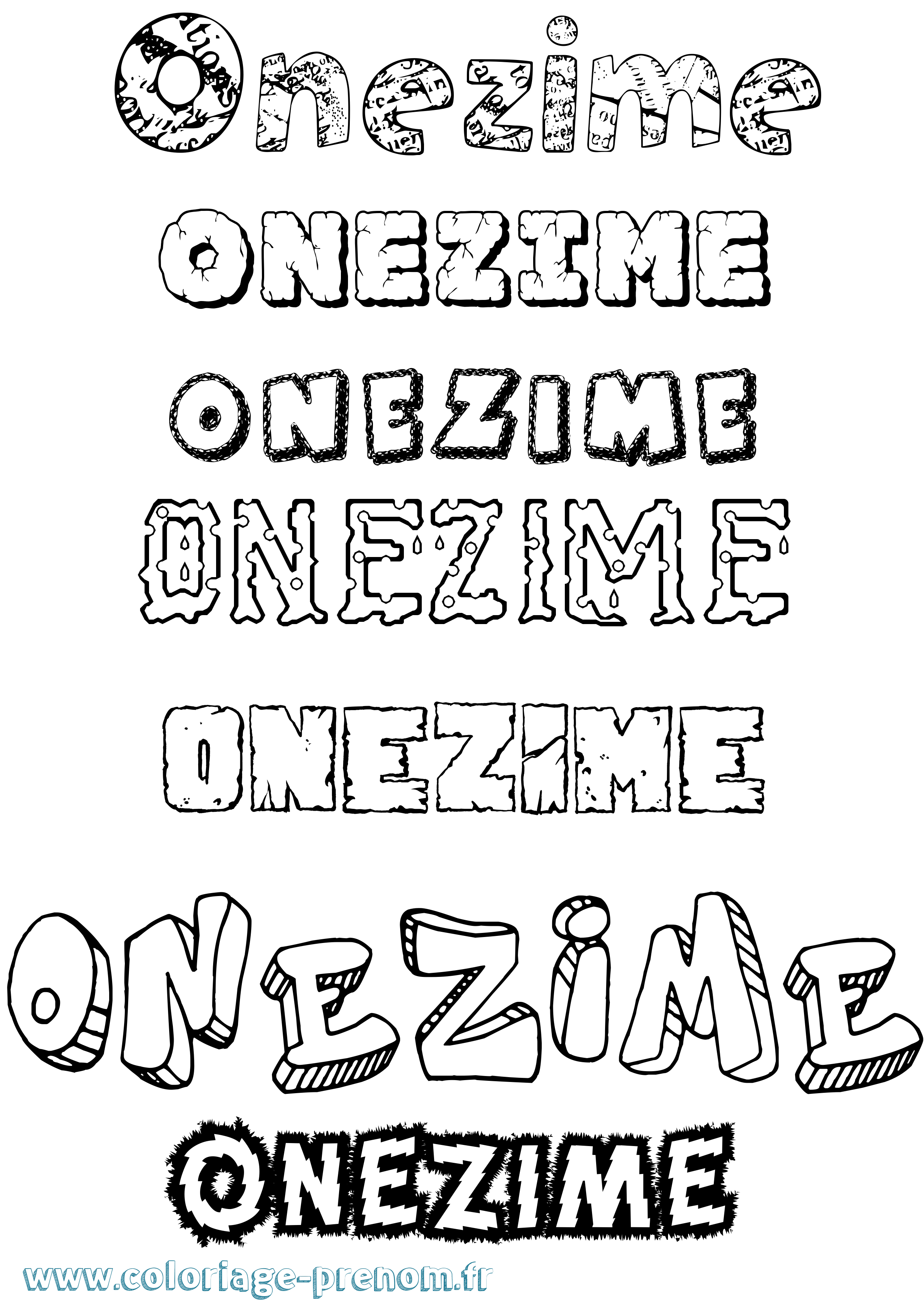Coloriage prénom Onezime Destructuré