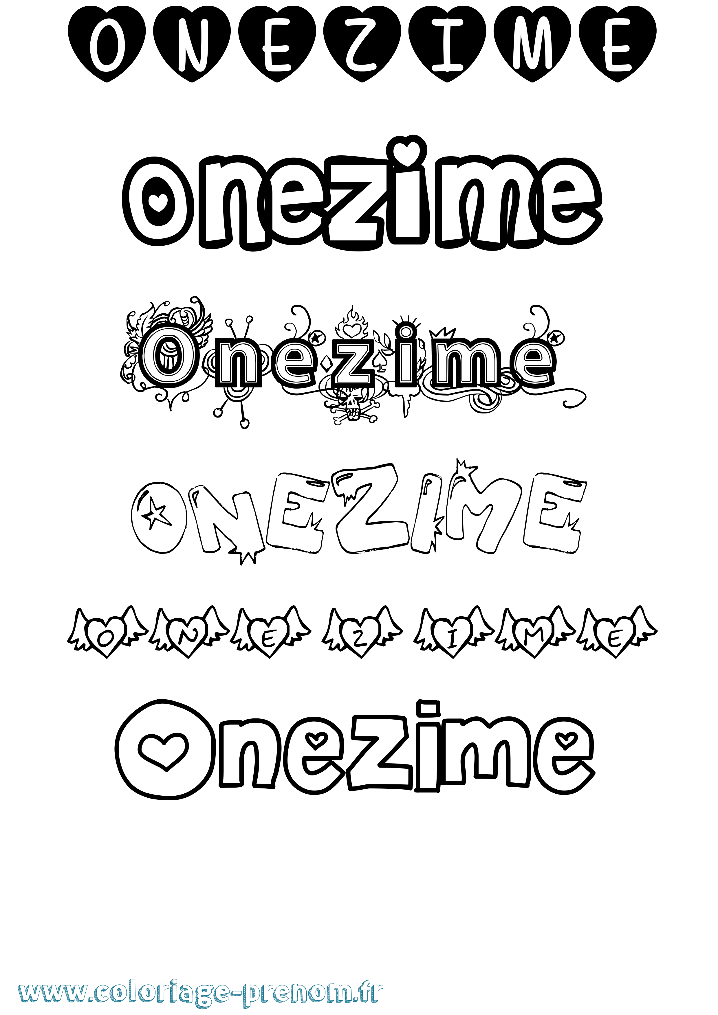 Coloriage prénom Onezime Girly