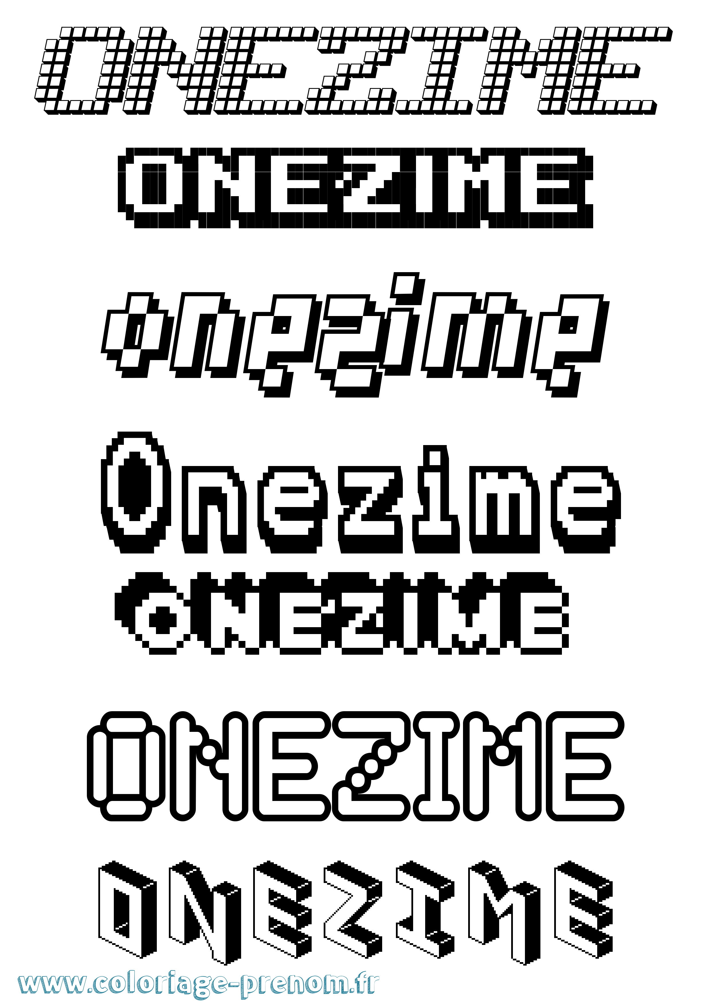 Coloriage prénom Onezime Pixel