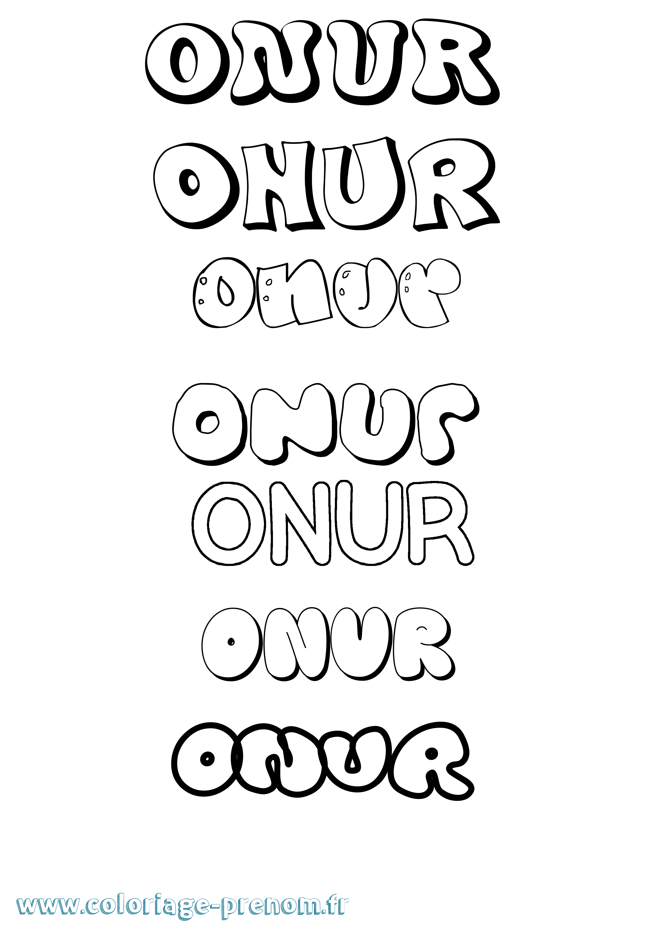 Coloriage Onur Bubble Coloriage prénom Onur Bubble