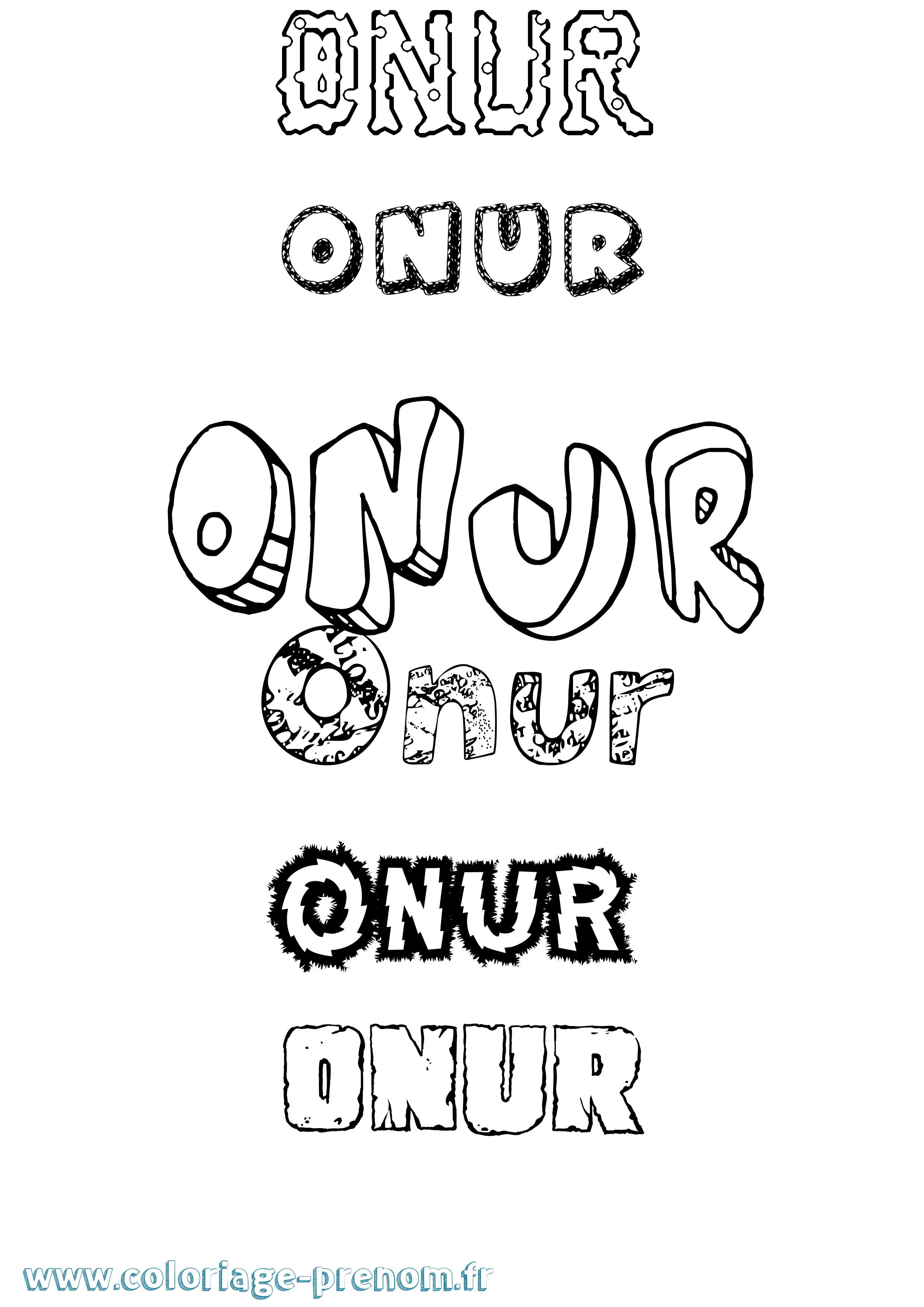Coloriage Onur Destructuré Coloriage prénom Onur Destructuré